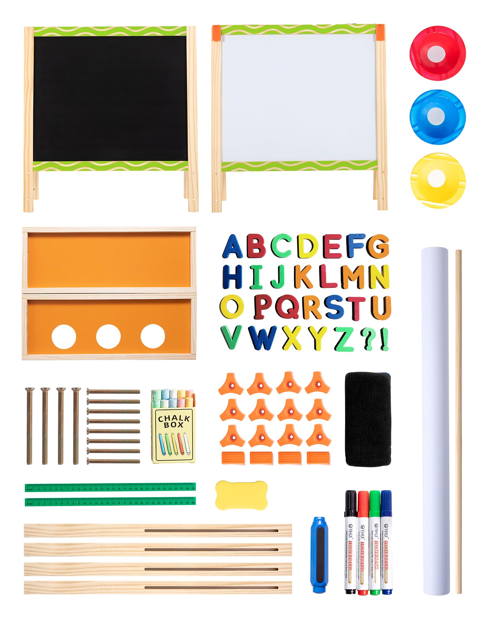 Double-Sided Adjustable Kids Art Easel with Whiteboard and Chalkboard