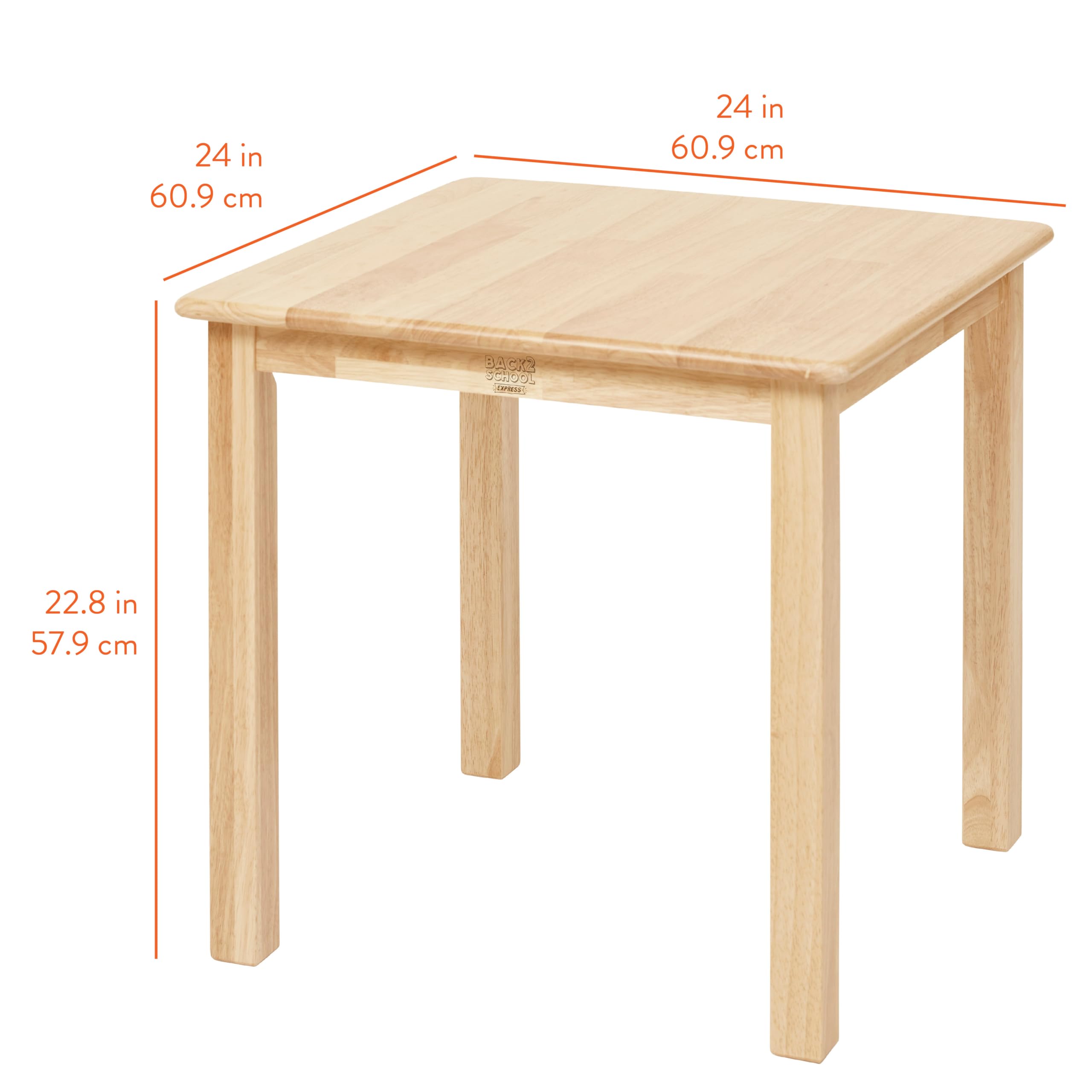 Square Kids Wood Table 24x24 Natural Finish