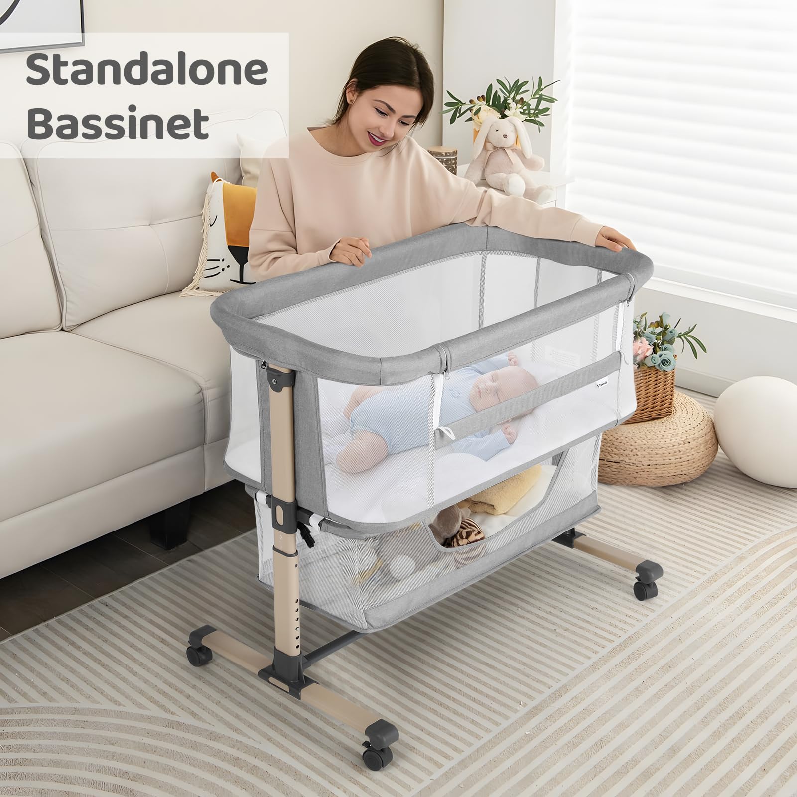 Bedside Bassinet with Adjustable Height