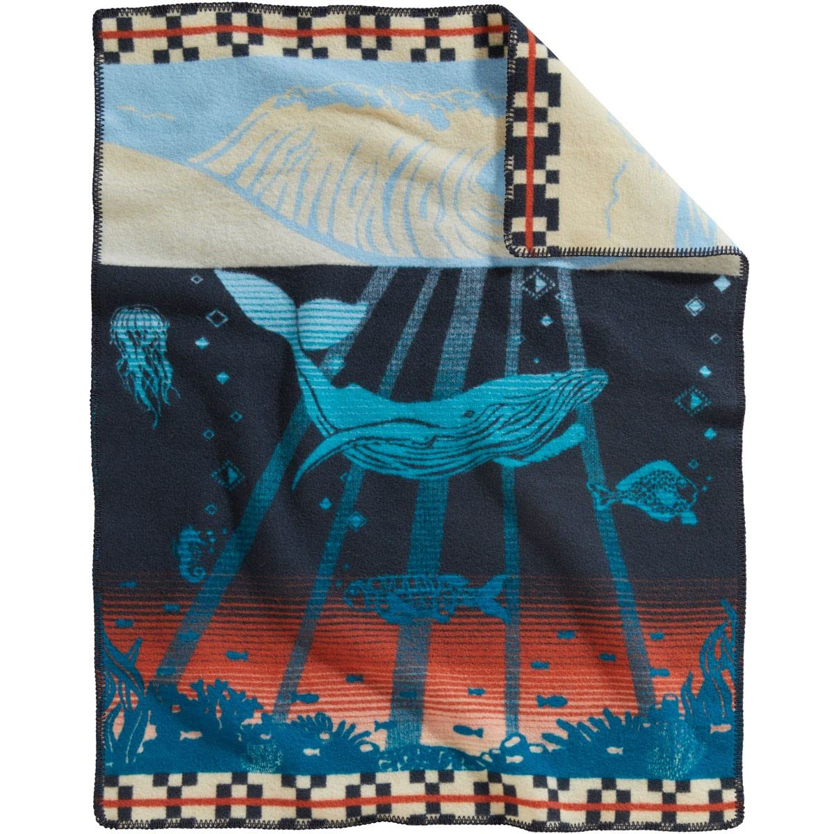 Jacquard Wool Kids Blanket - Ocean Tide School Design