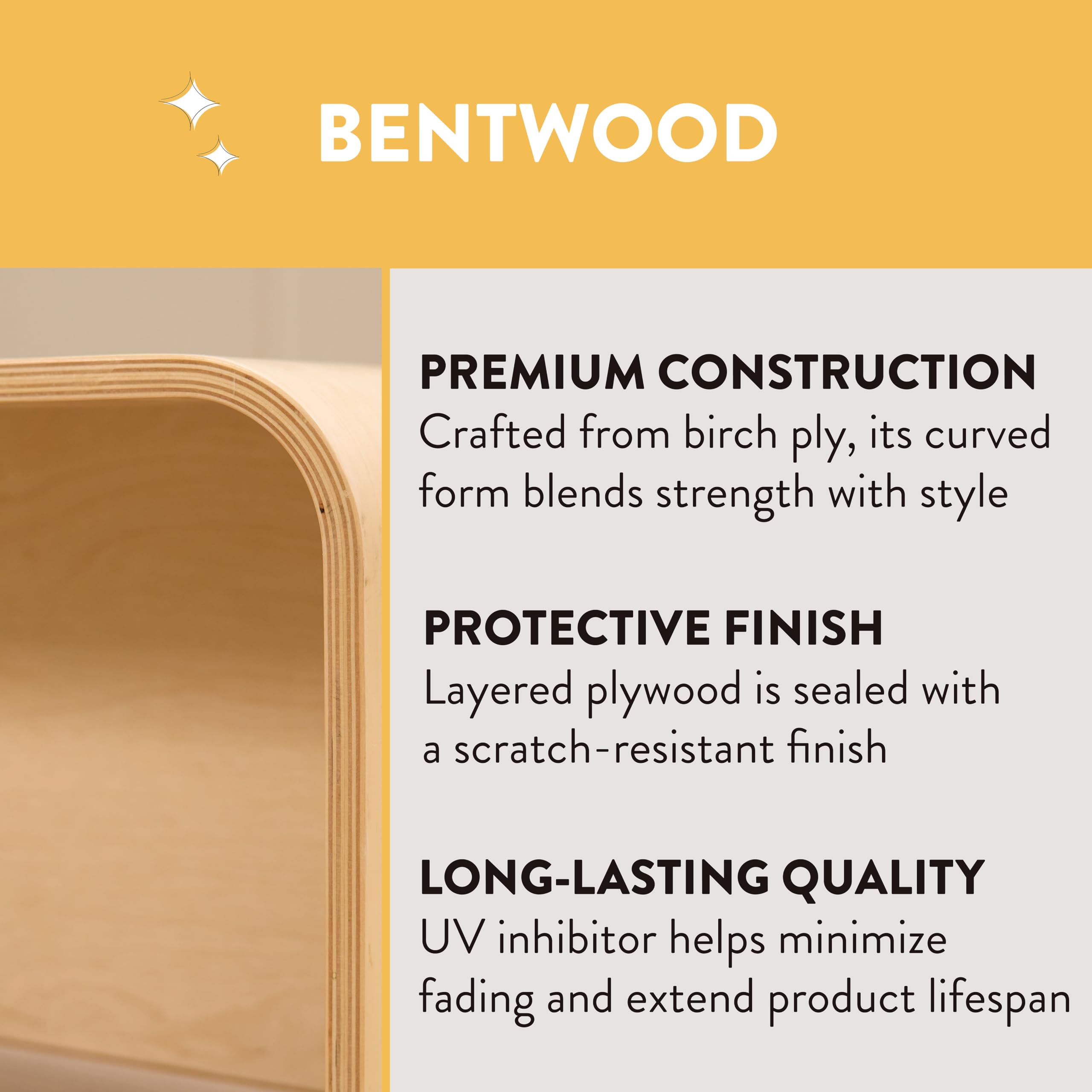 Bentwood Kids Table and Chairs Set Natural Wood 5-Piece