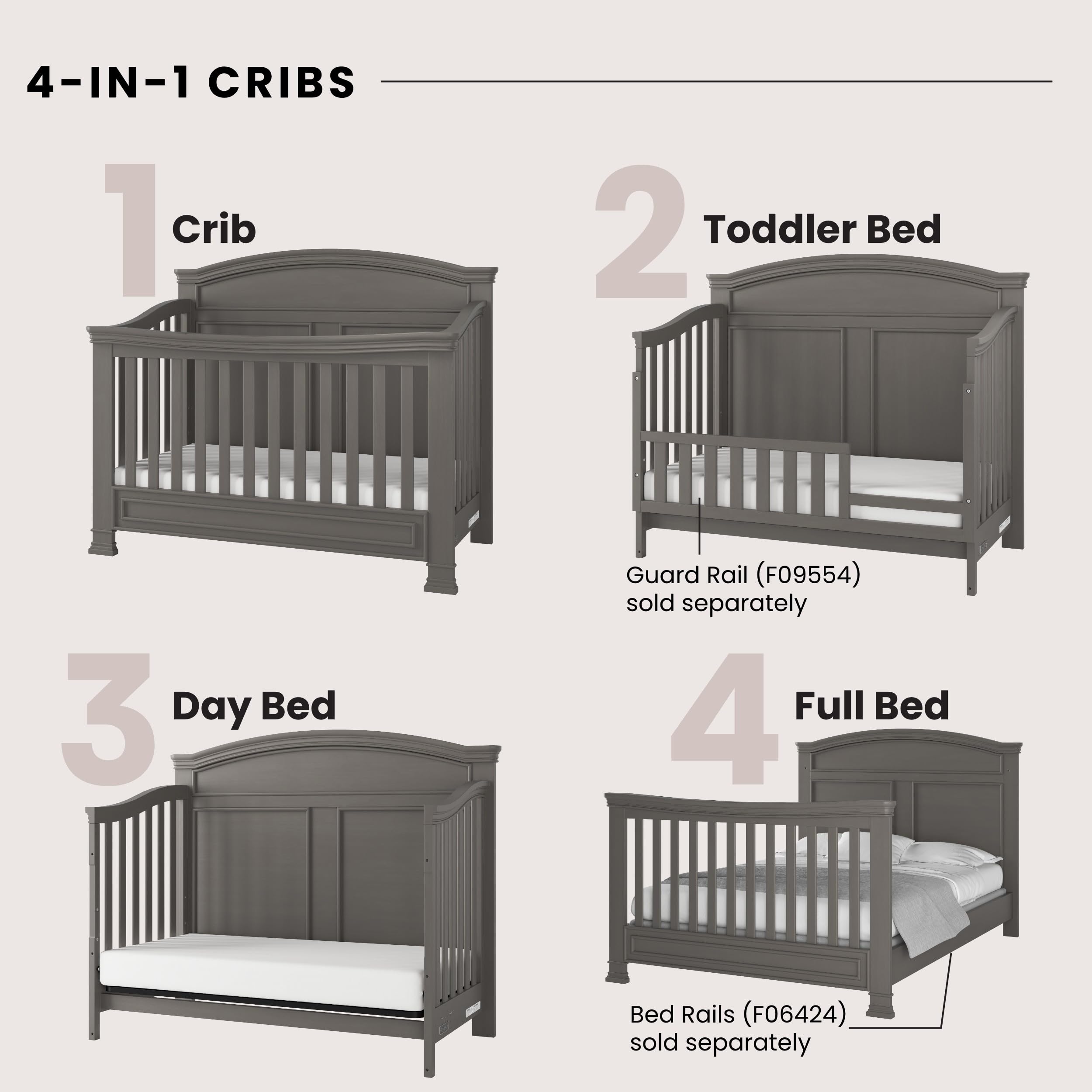 Westgate 3-Piece Nursery Furniture Set with 4-in-1 Convertible Crib