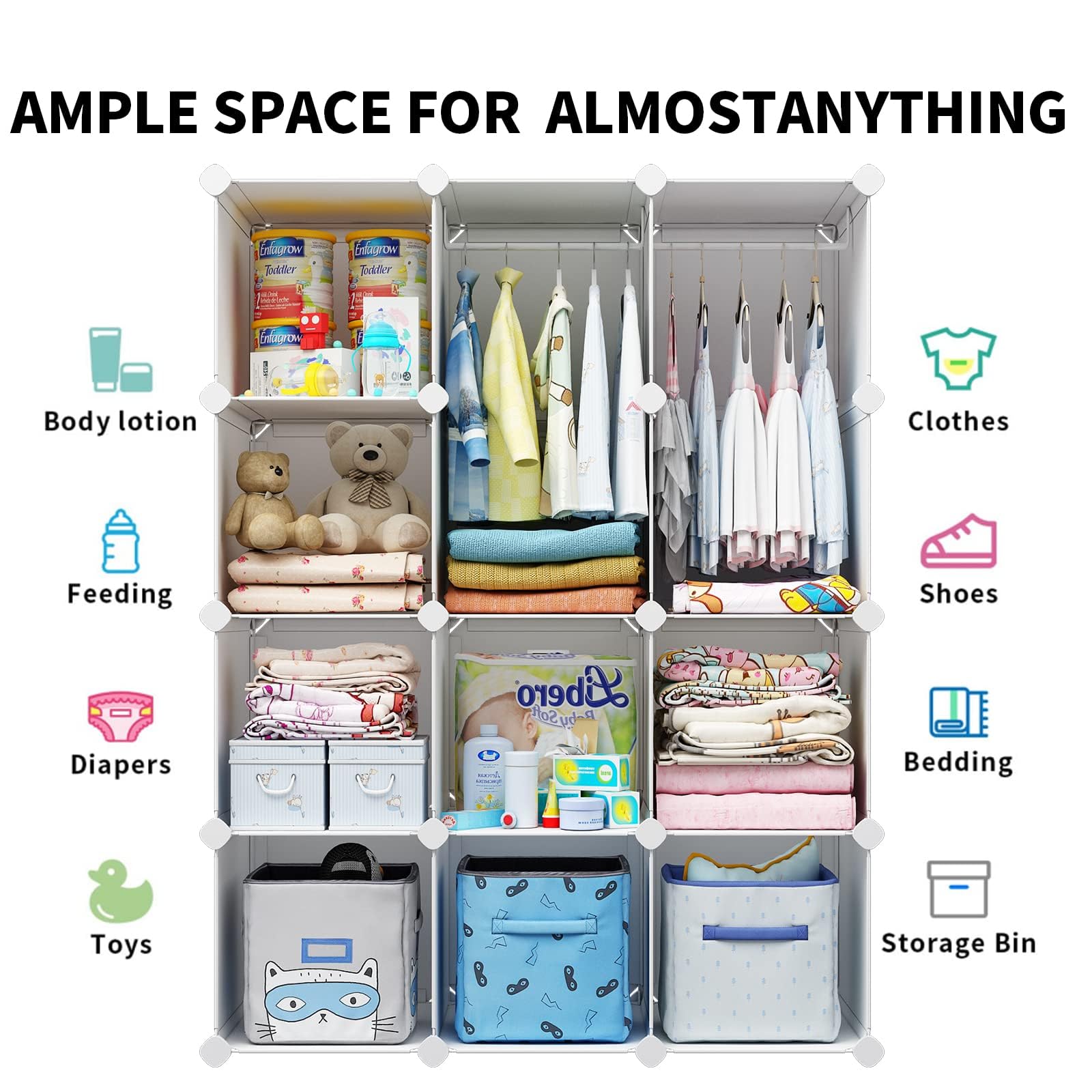 Baby Closet Organizer with Hanging Rod