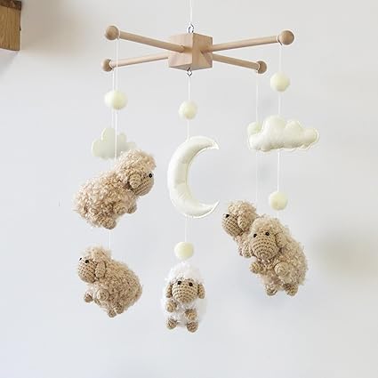 Sheep Crib Mobile Neutral Baby Mobile for Crib Sheep Baby Crib Mobile for Girls Boys