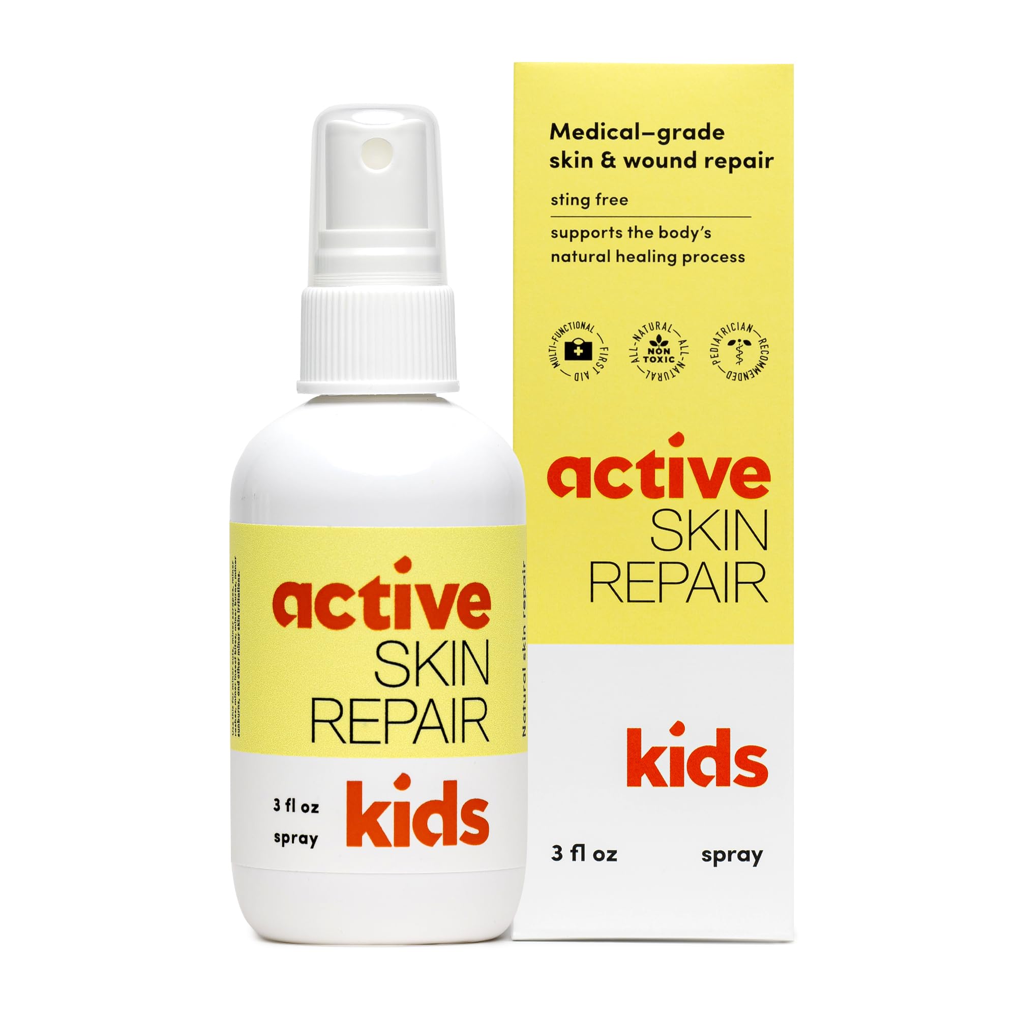 Active Skin Repair Kids First Aid Spray - Non-Toxic & Natural Antiseptic for Minor Cuts
