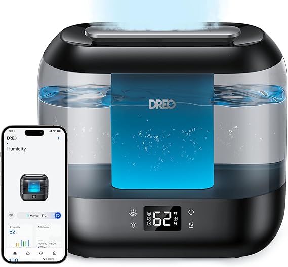 Smart Humidifiers for Bedroom, Top Fill 4L Supersized Cool Mist Humidifier