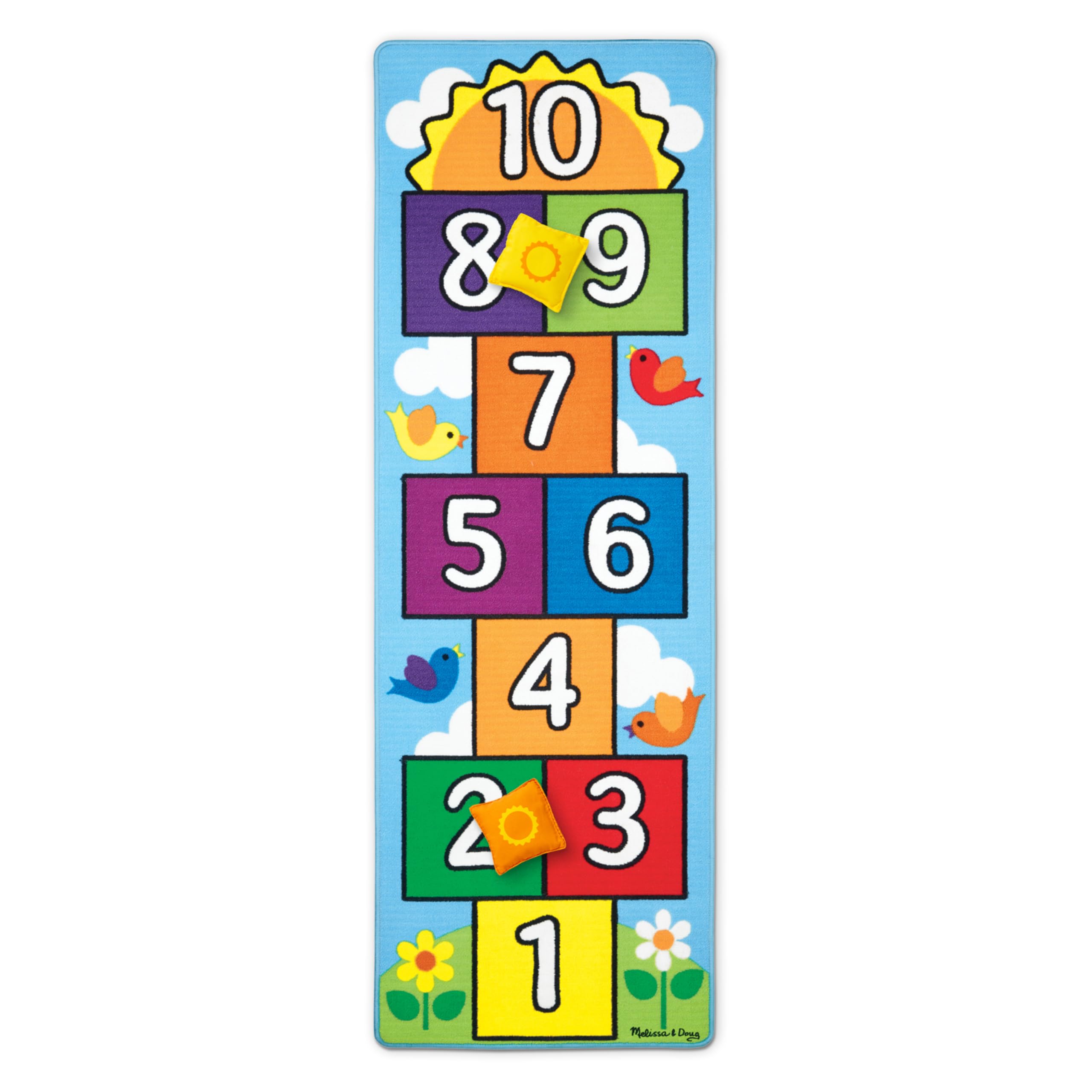 Hop and Count Hopscotch Game Rug (3 pcs, 78.5 x 26.5 inches) Classic Hopscotch Rug