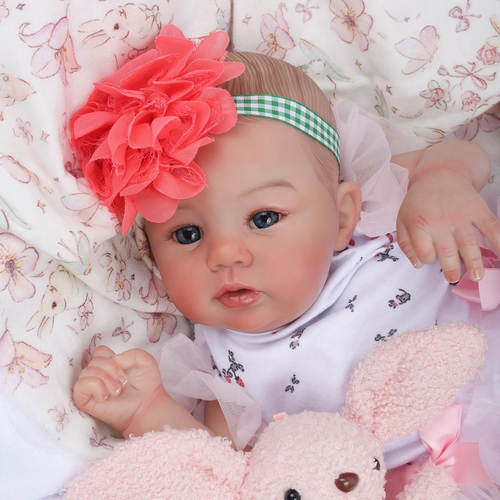 Realistic Reborn Baby Dolls, 18 Inch Lifelike Newborn Eyes Open Girl Real Life Soft Cloth Body