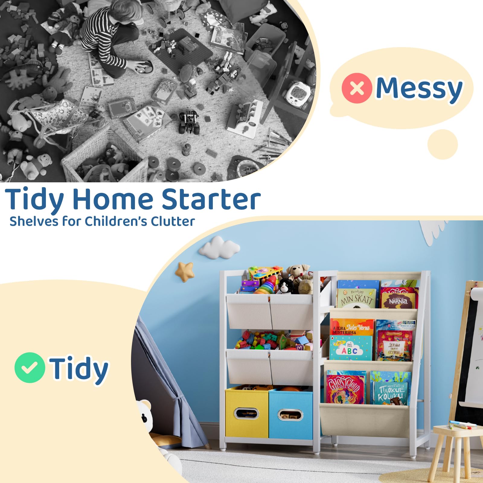 Kids Bookshelf with Toy Storage Organizer