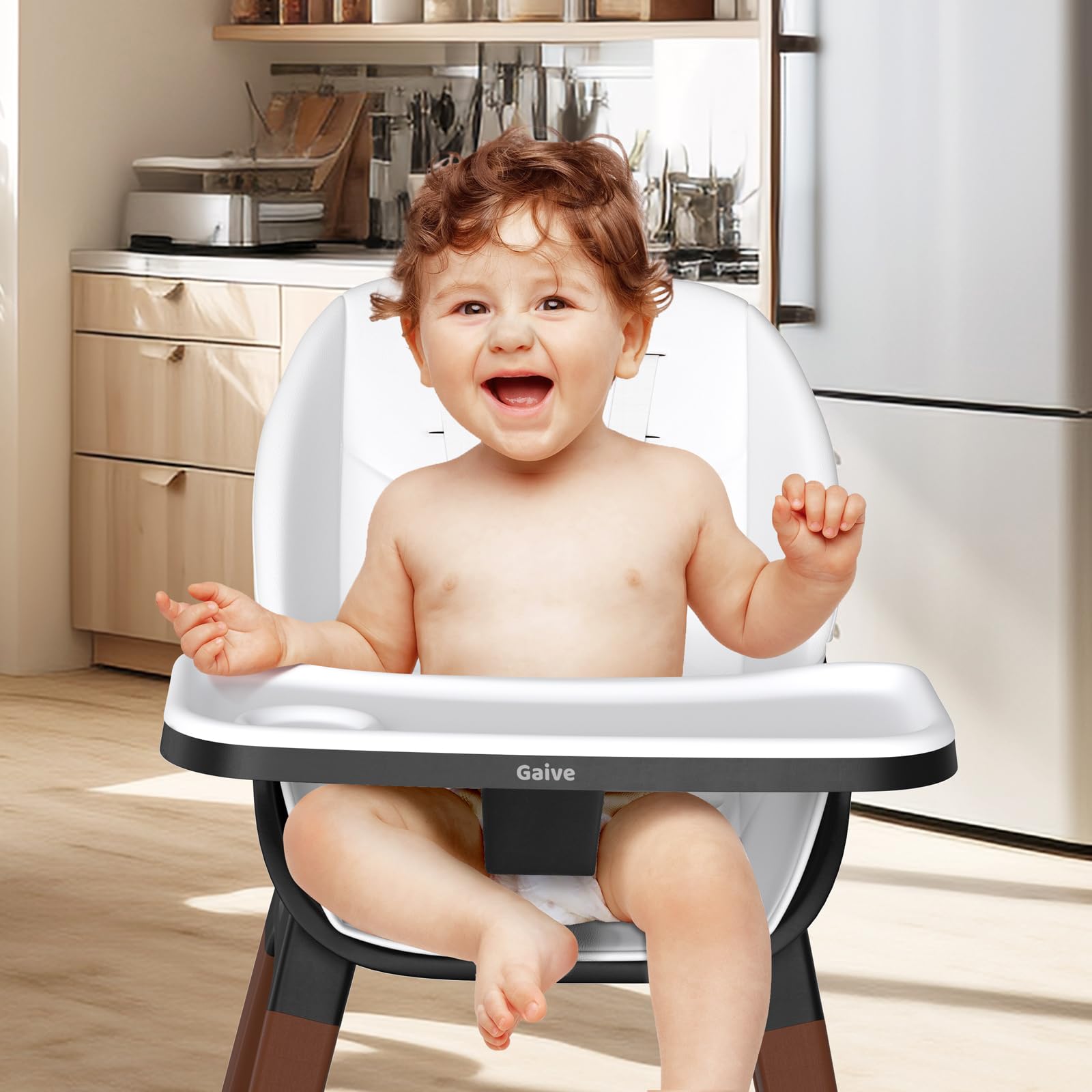 8-in-1 Convertible Wooden High Chair with Adjustable Tray
