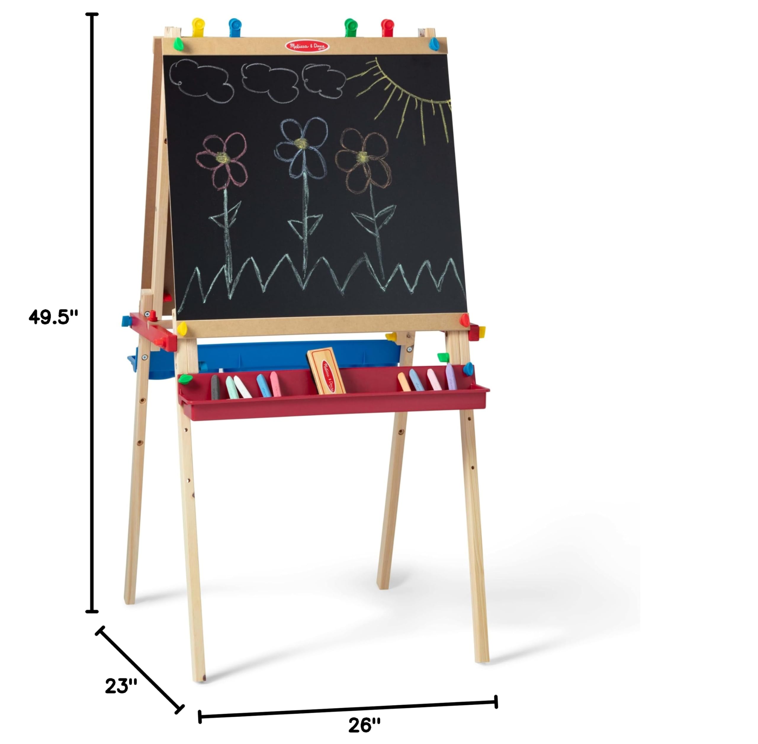 Melissa & Doug Deluxe Standing Art Easel - Dry-Erase Board, Chalkboard, Paper Roller