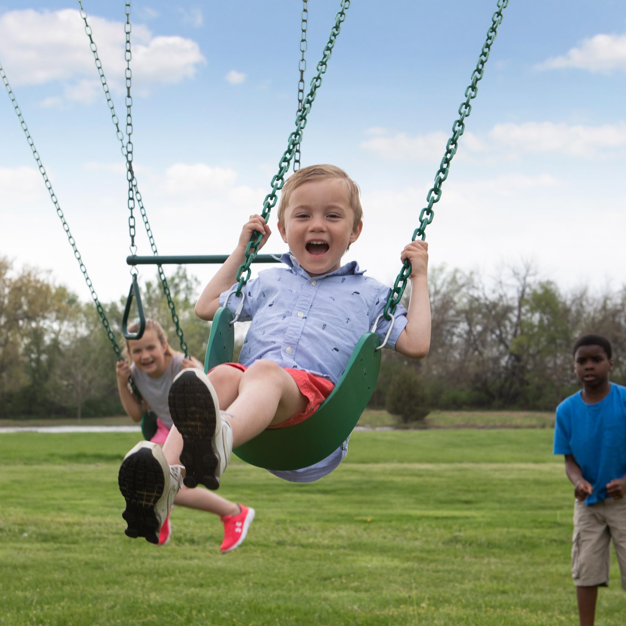 Galvanized Steel A-Frame Swing Set with Trapeze Bar