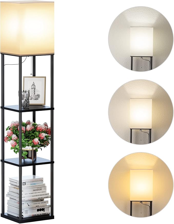 Modern Floor Lamp with Storage Shelves