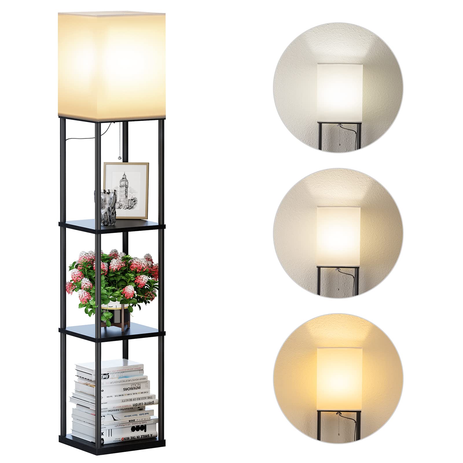 Modern Floor Lamp with Storage Shelves