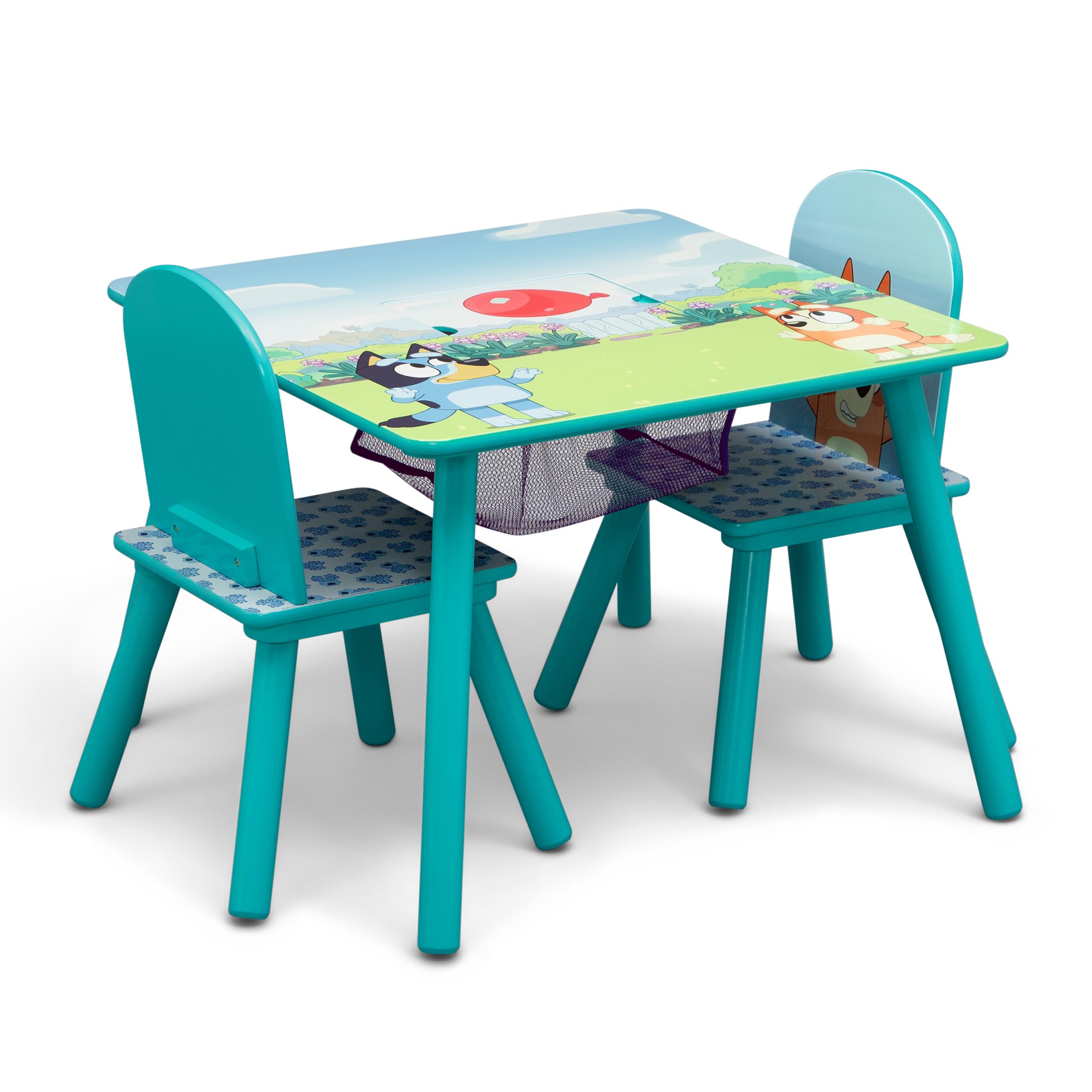 Bluey Kids Table and Chair Set with Storage (2 Chairs Included)