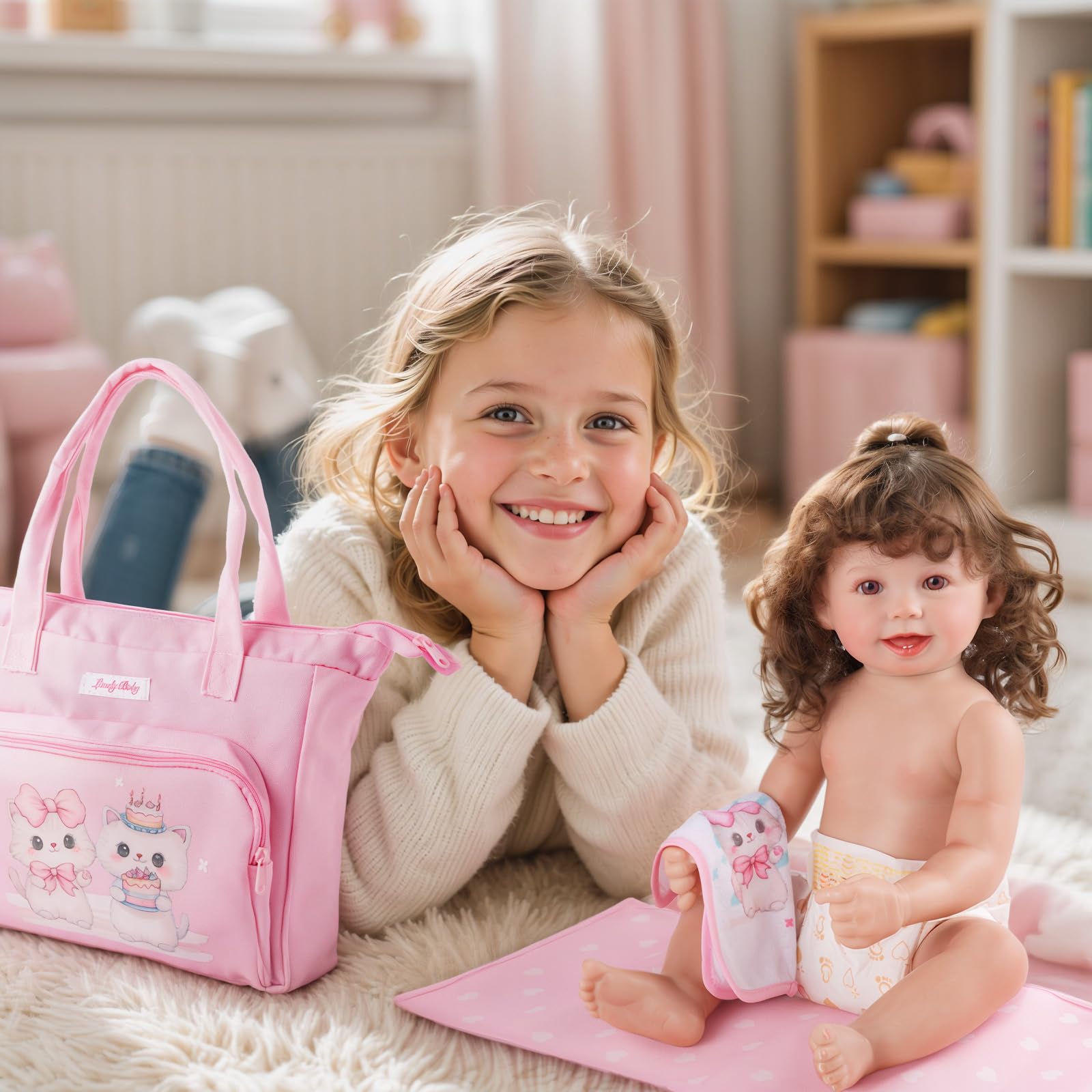 5 Pcs Reborn Baby Doll Diaper Bag Set for 17-24 Inch Babydolls