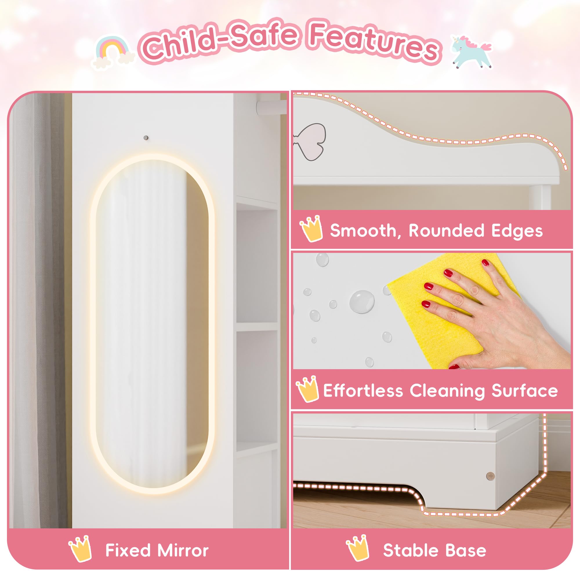 Kids Armoire with Jewelry Cabinet and Mirror