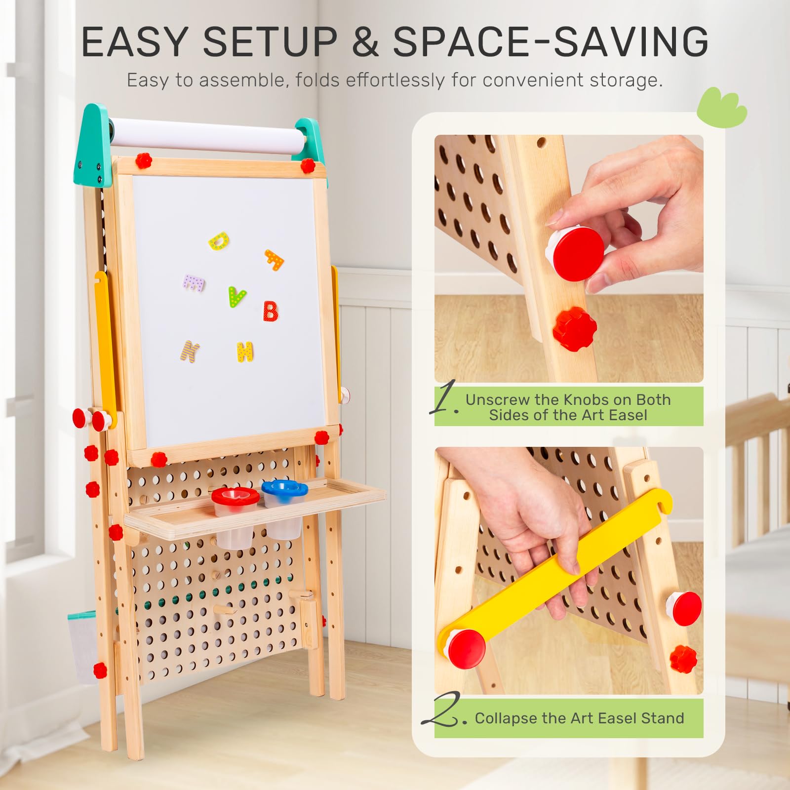 Wingyz 4-in-1 Adjustable Kids Art Easel with Magnetic Whiteboard & Chalkboard - Wooden Drawing Board with Marble Run for Kids- Creative Gift for Toddlers Ages 2-4, 4-8, 8-12