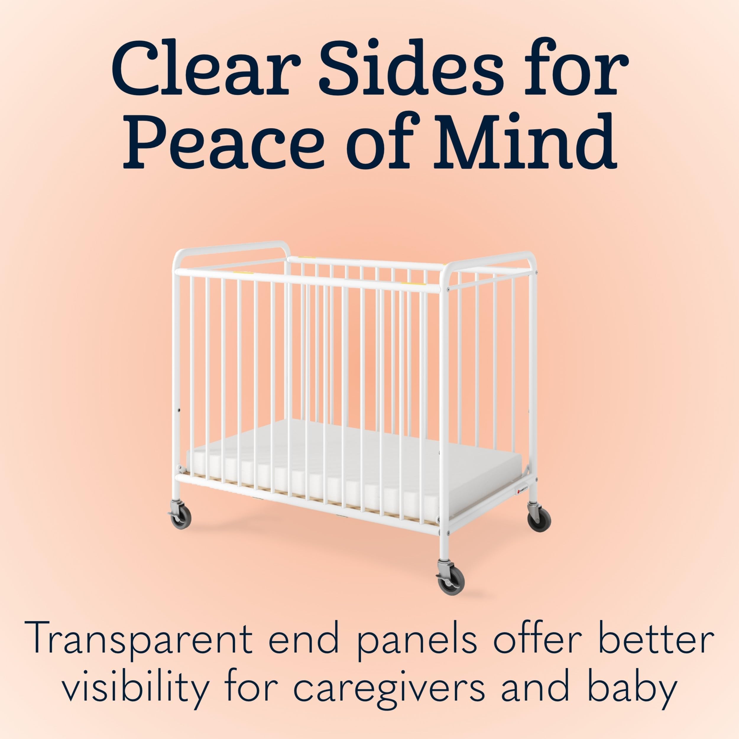 Metal Compact Daycare Crib with Adjustable Mattress