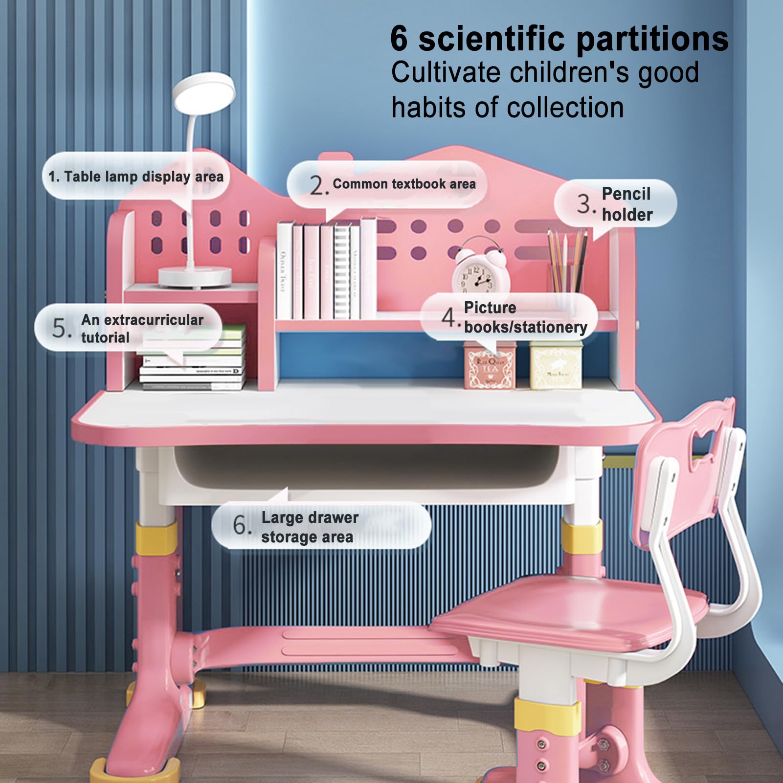 Height Adjustable Kids Desk and Chair Set