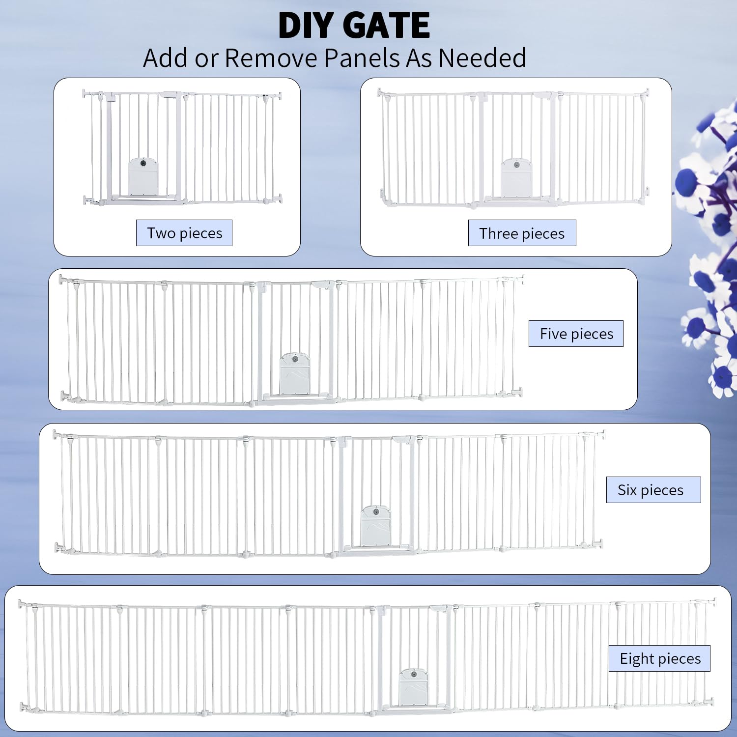 Extra Wide Baby Gate with Cat Door Auto Close