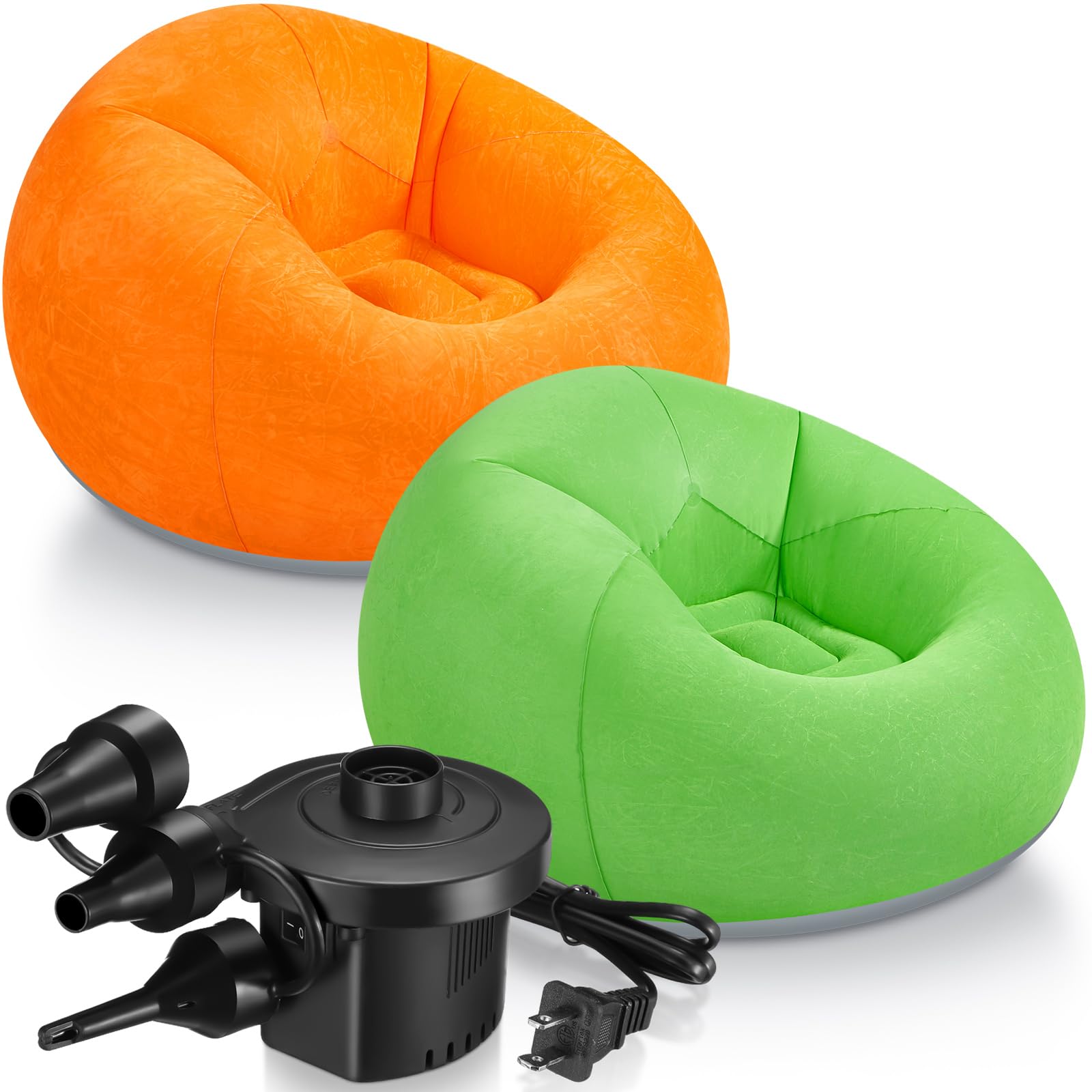 2 Pcs Inflatable Bean Bag Chairs with Electric Air Pump