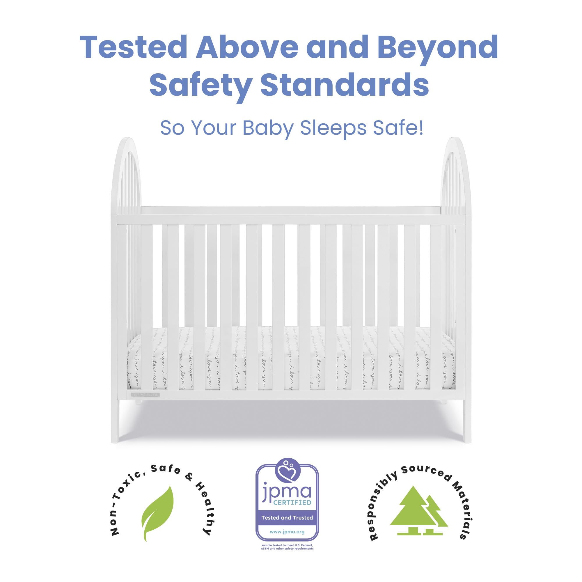 4-in-1 Convertible Crib with Adjustable Mattress Height
