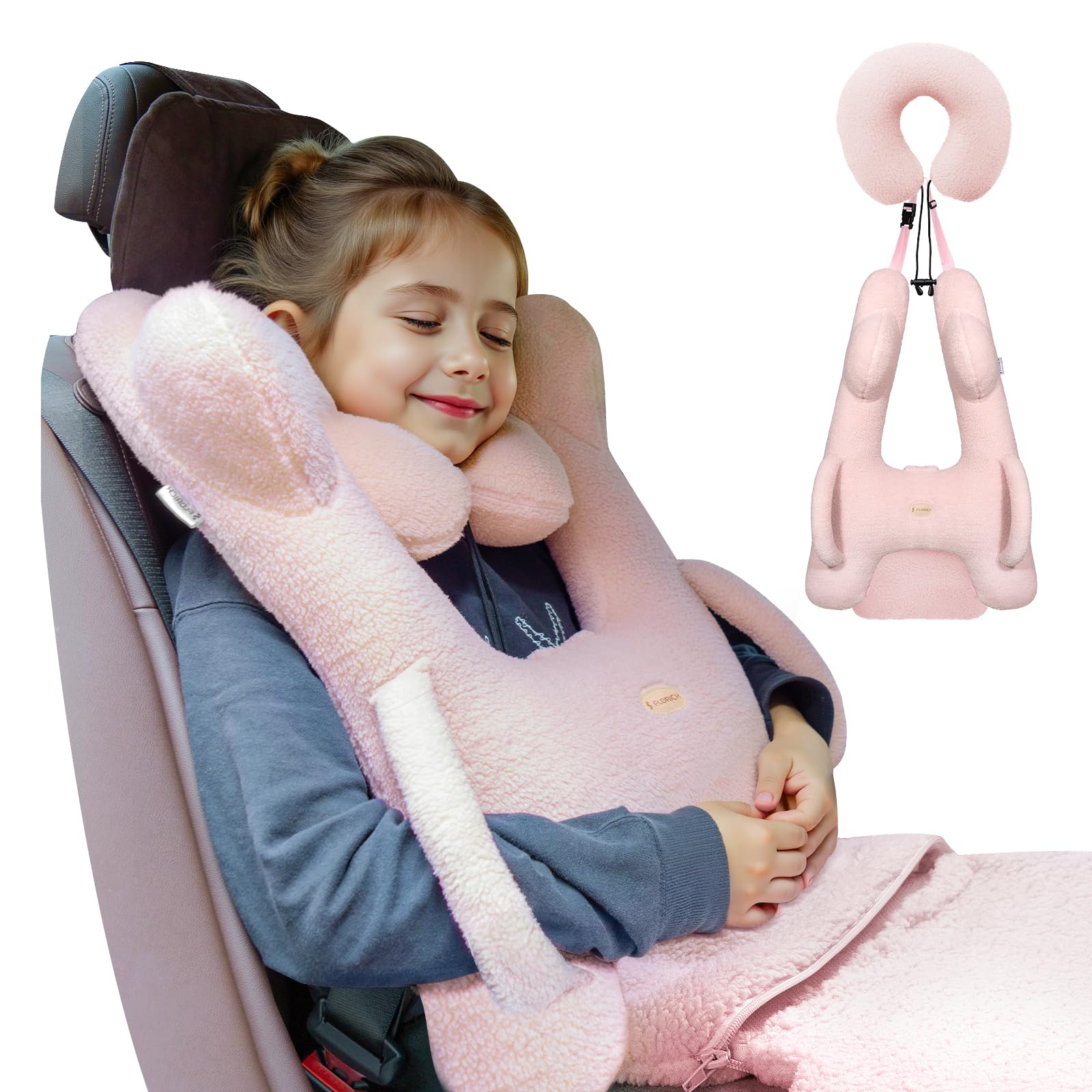 Kids Travel Pillow, Car Sleeping Travel Pillow for Kids, Removable H-Shaped