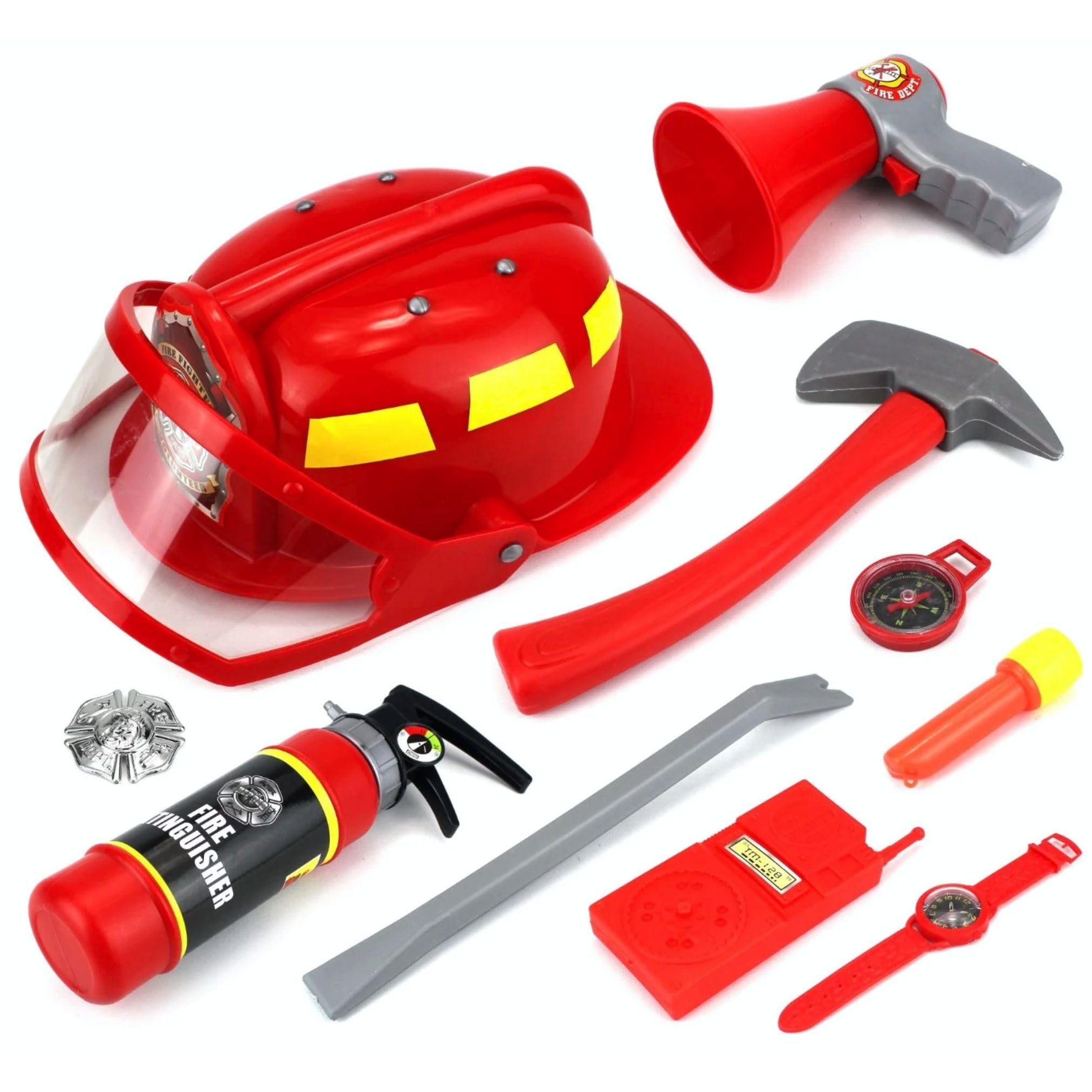 10 PCs Fireman Gear Firefighter Costume Role Play Career Dress Up