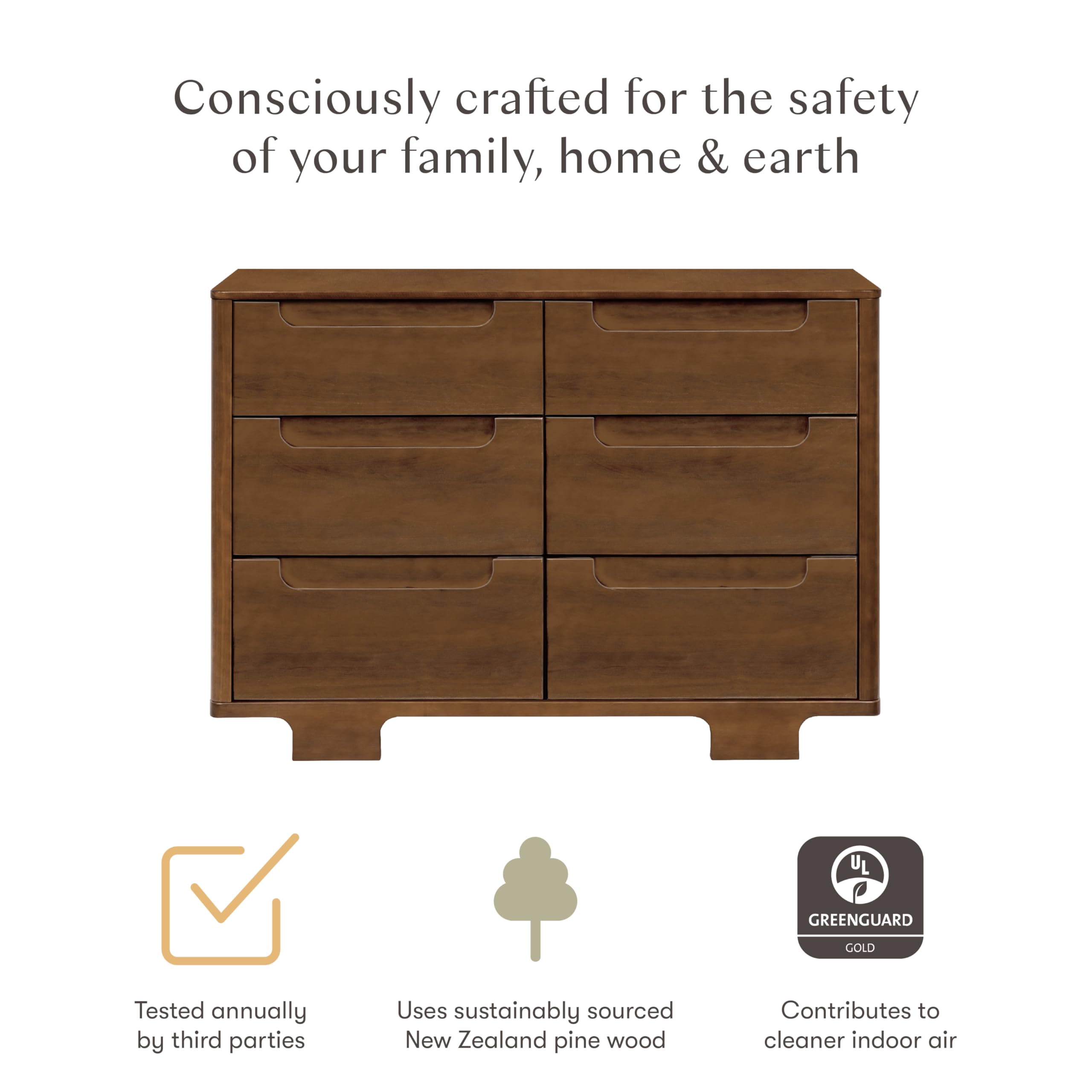 6-Drawer Dresser with Arched Feet and Curved Hand Grooves
