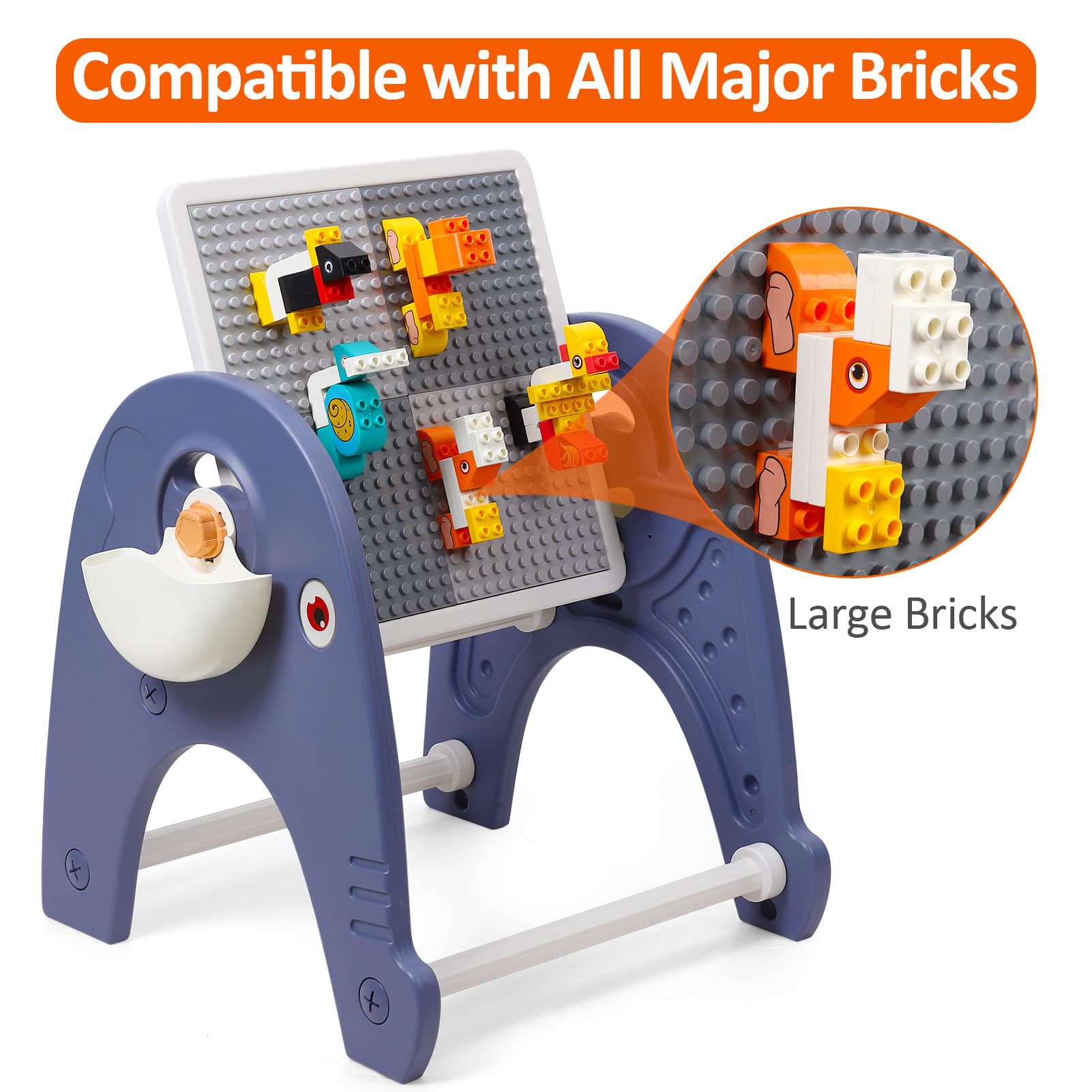 8-in-1 Kids Activity Easel Table with Building Blocks
