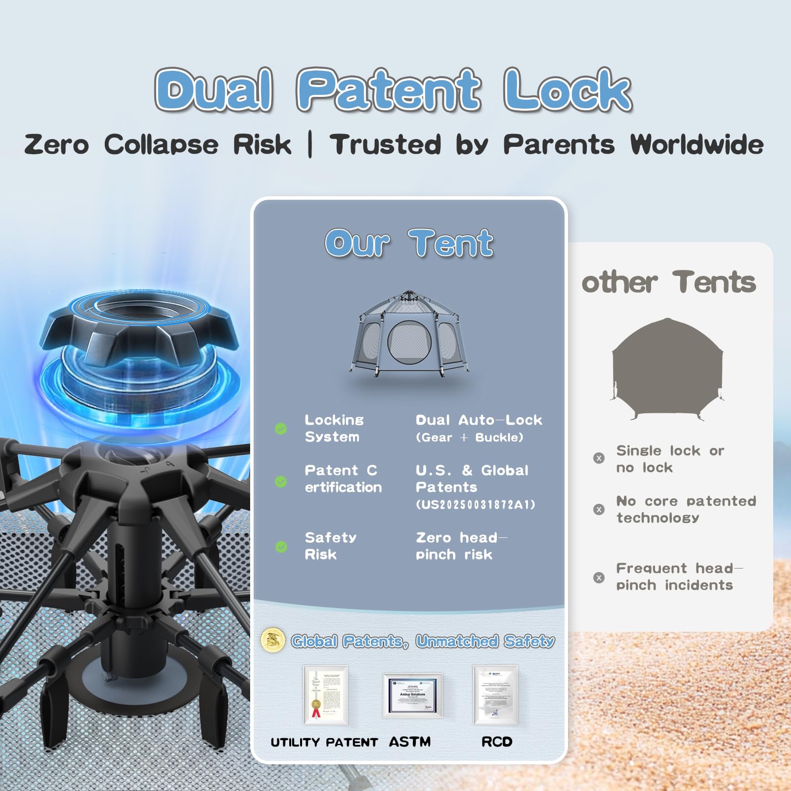 Portable Baby Playpen with UPF50+ Canopy and Bug Net