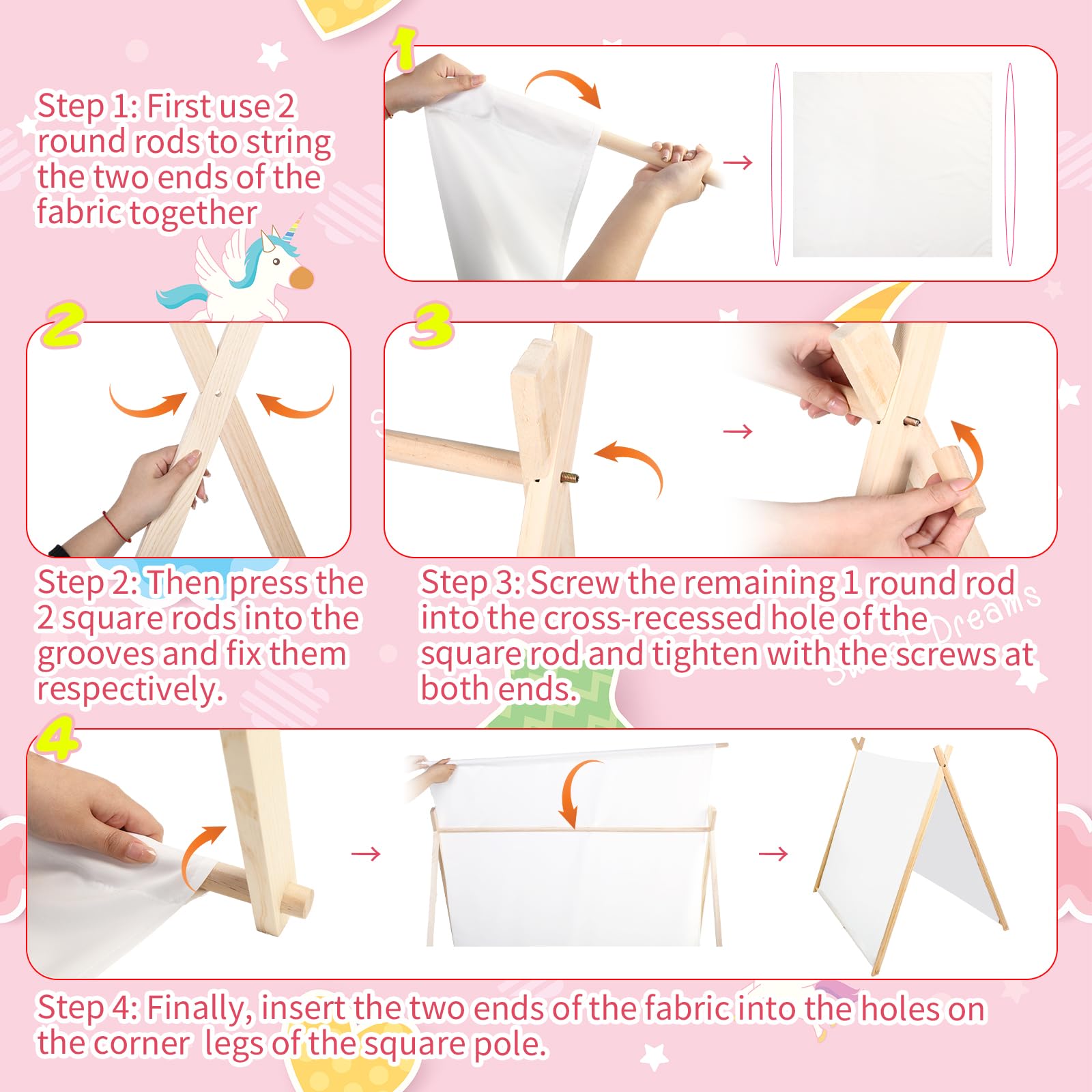 6-Piece Teepee Tent Party Set with Air Mattresses and Tray Tables - White
