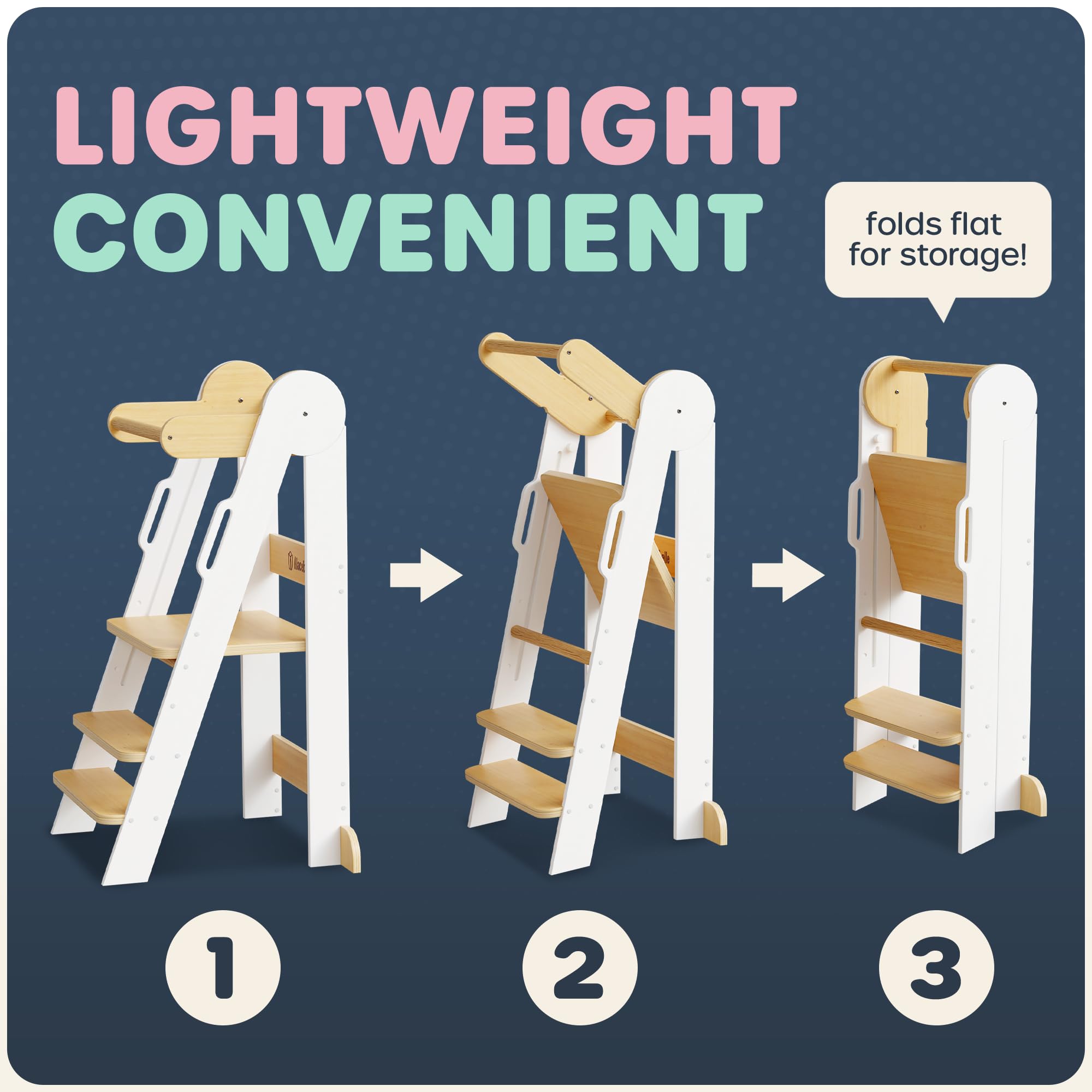 Adjustable Toddler Kitchen Step Stool with Safety Rails