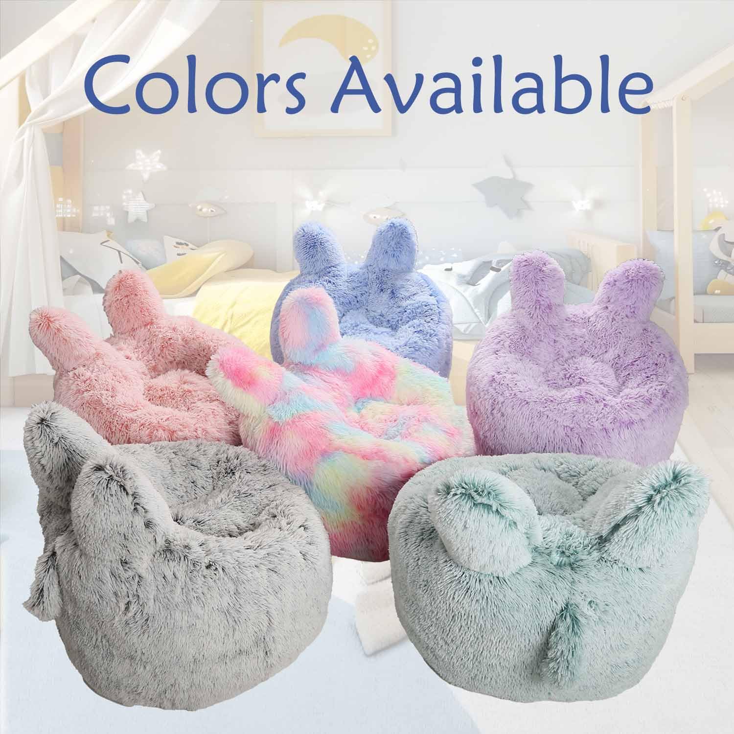 Memory Foam Bean Bag Chair with Rabbit Ears for Kids and Teens