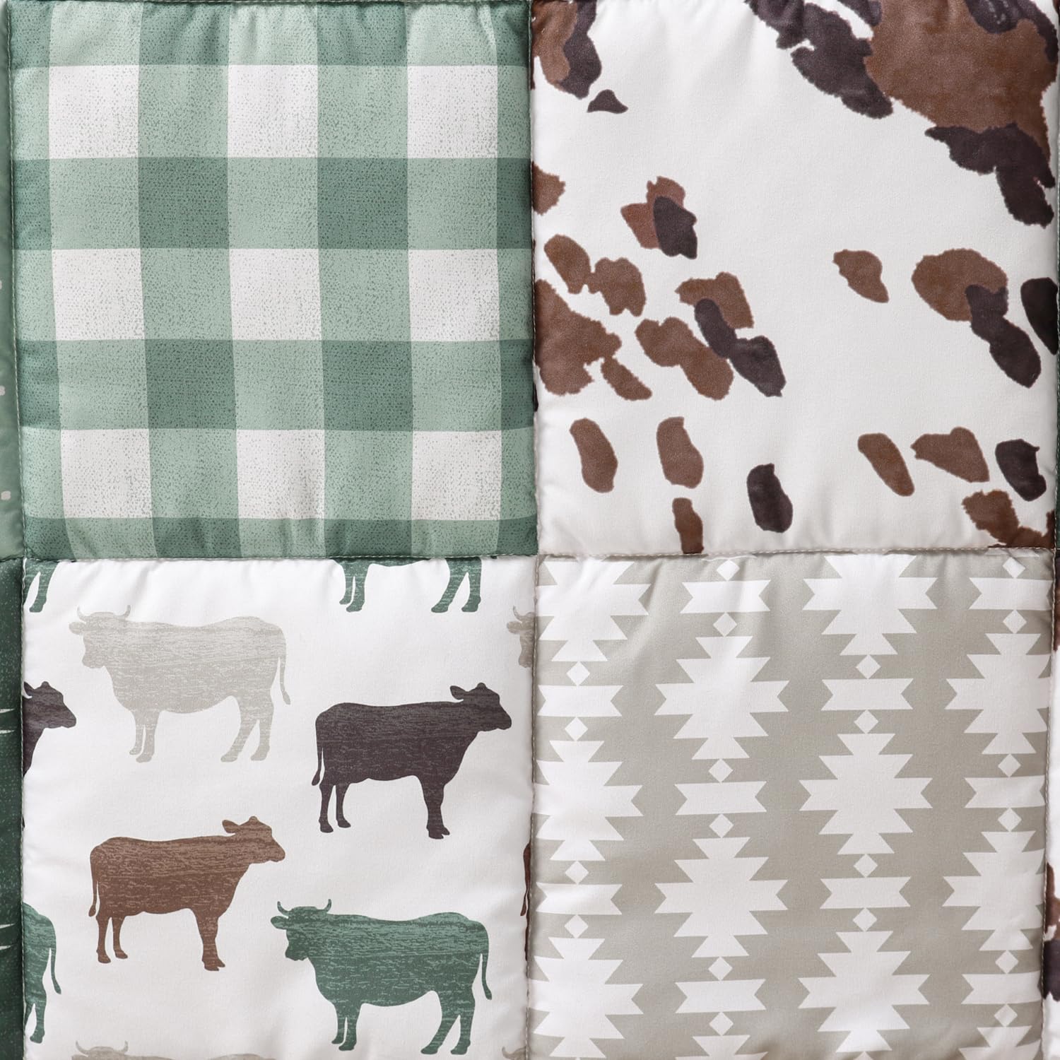 3-Piece Crib Bedding Set - Boho Farmhouse Cow Print