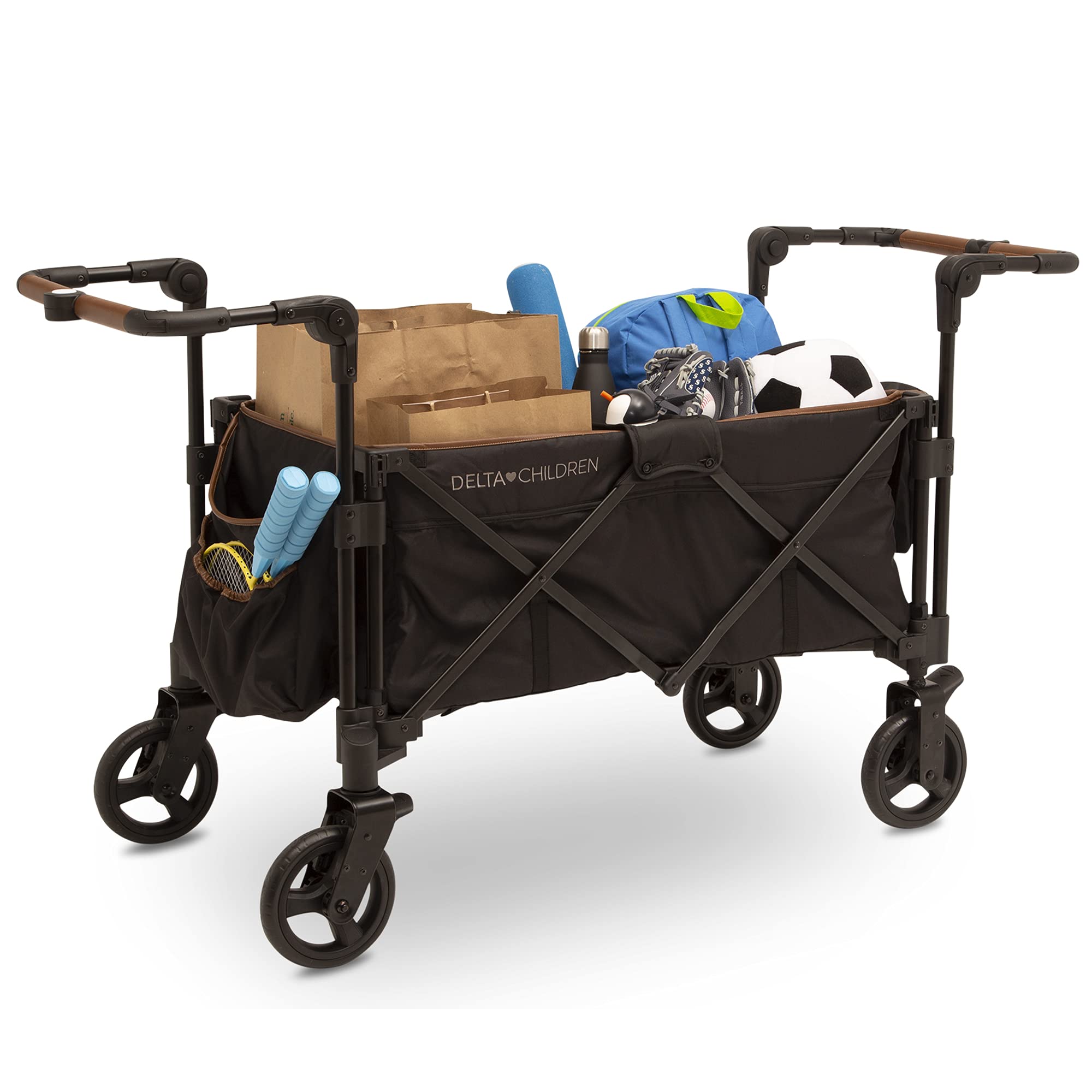 Hercules Stroller Wagon for 2 Kids Versatile Stroller Wagon with Canopy, Push/Pull Handles