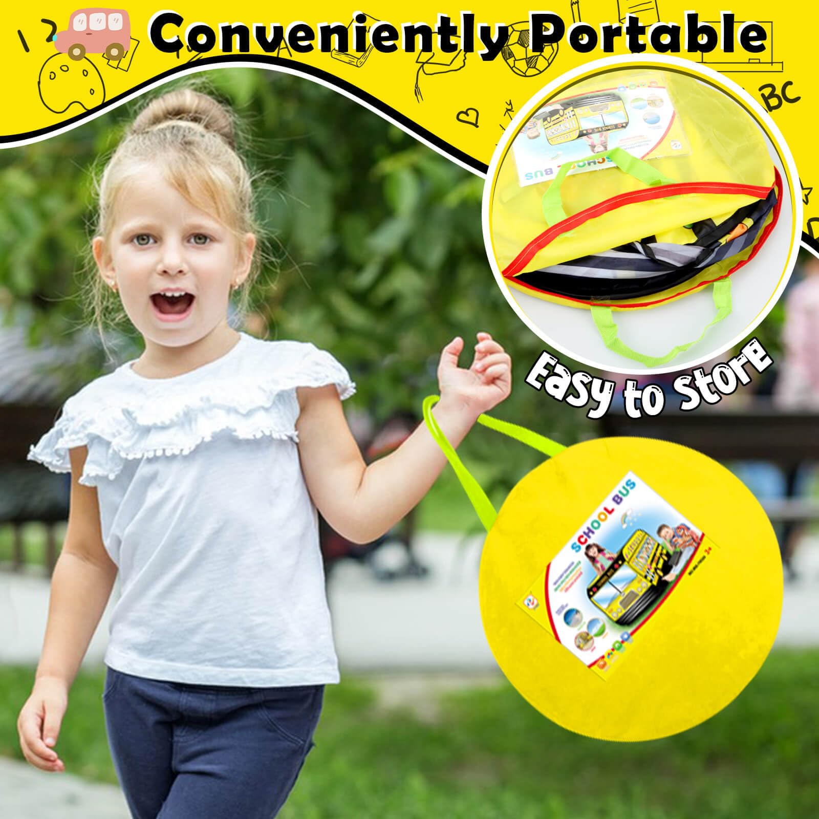 School Bus Pop Up Play Tent for Kids