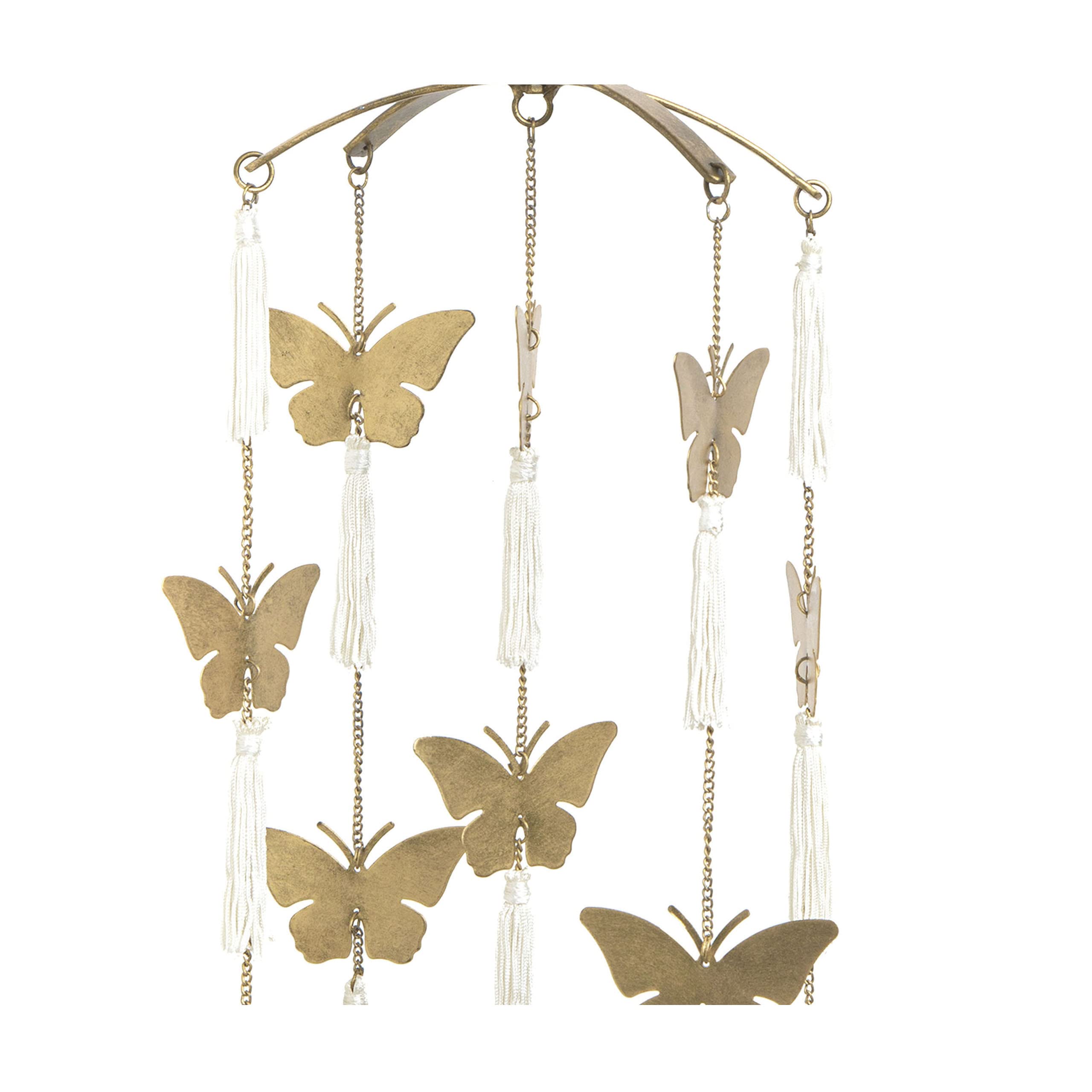 Handcrafted Brass Ceiling Hanging Mobile for Nursery, Butterfly Nursery Decor for Girl, 6"x 6" x 36", Baby Girl Nursery Decor, Butterfly Mobile