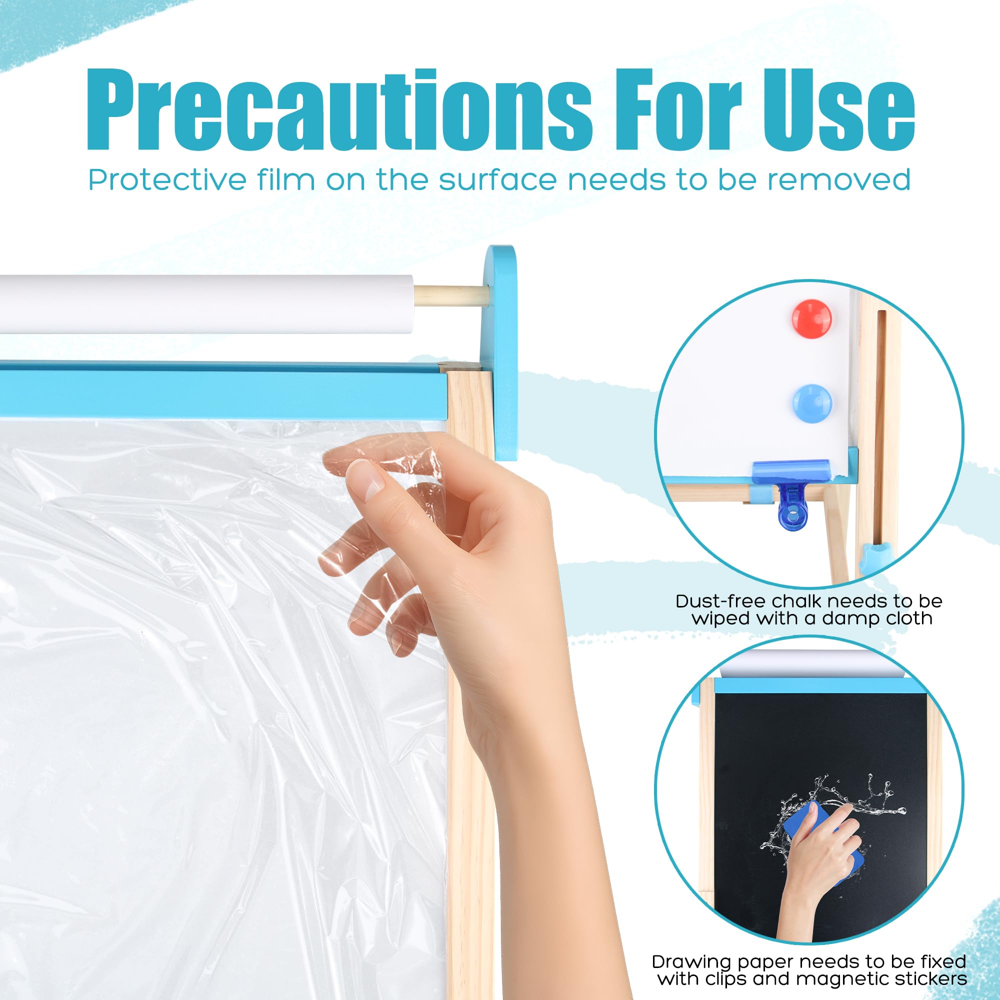 Wooden Adjustable Kids Easel with Magnetic Whiteboard