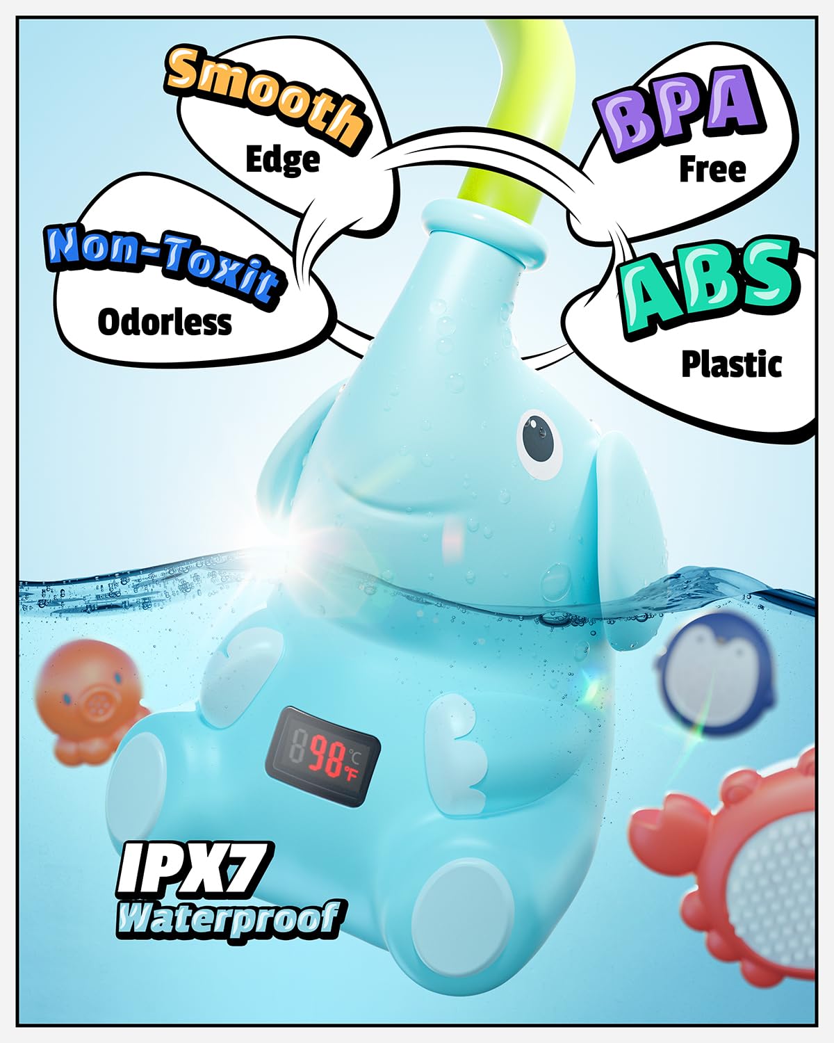 Baby Bath Toys, LED Water Temperature Display, Bath Toys