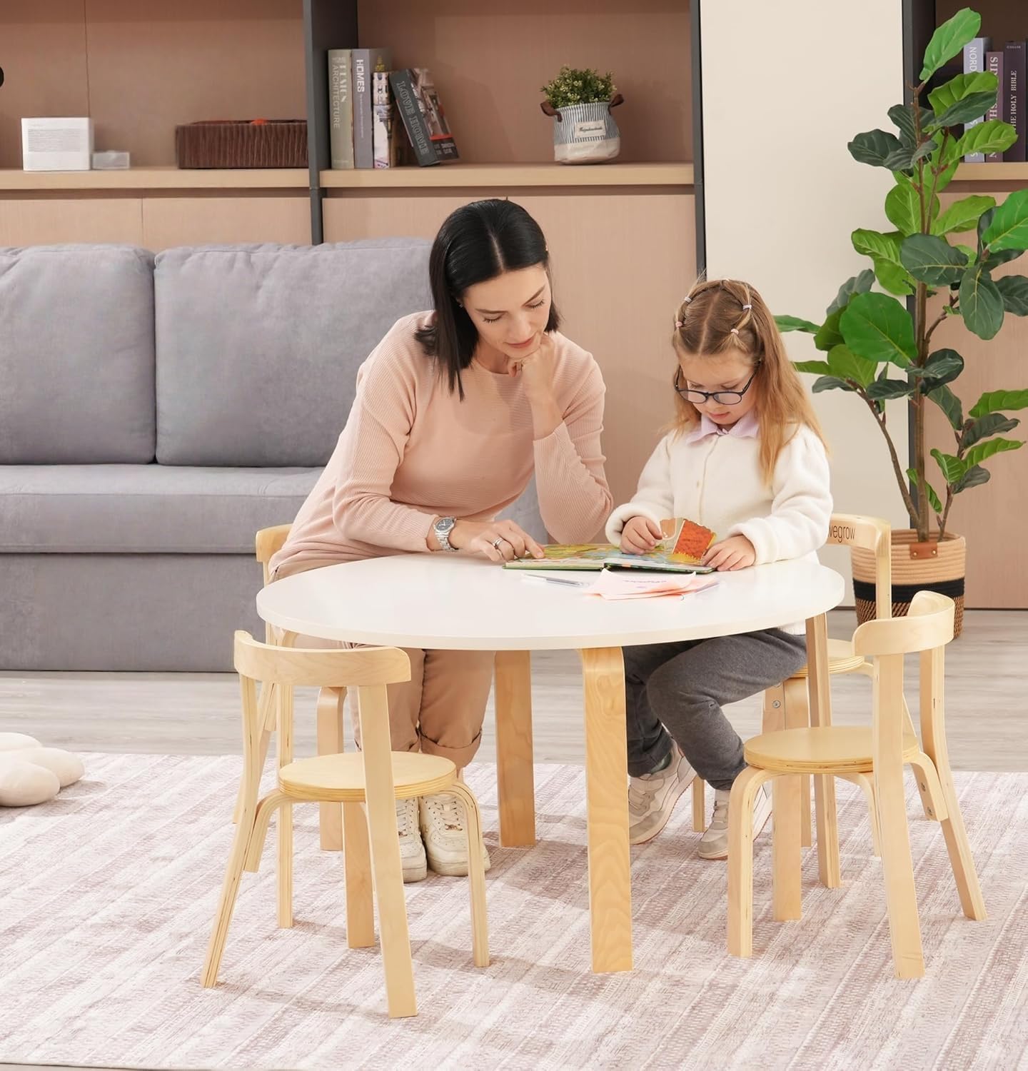 Wooden Kids Chair Set of 4 for Toddlers