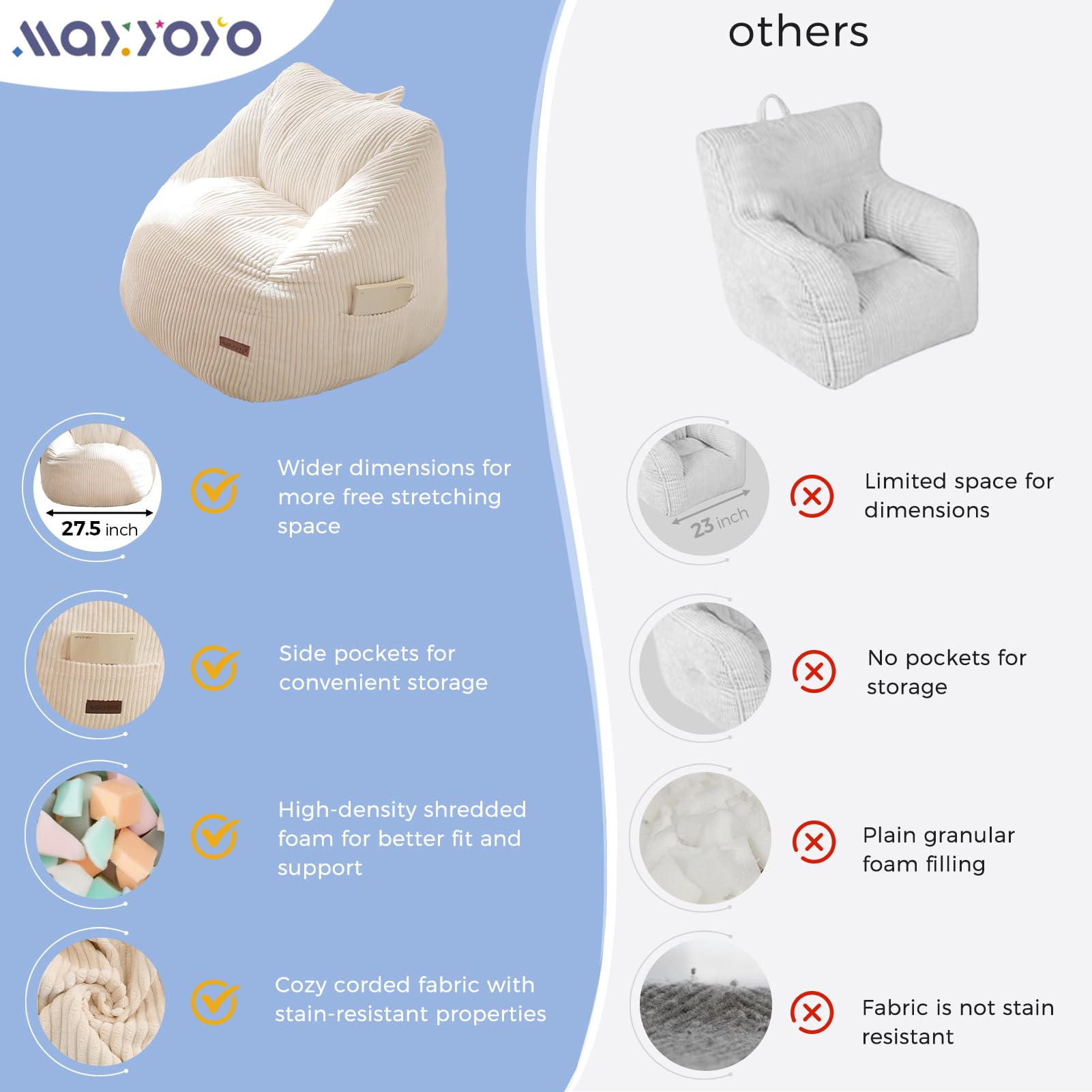 Kids Bean Bag Chair with Handle