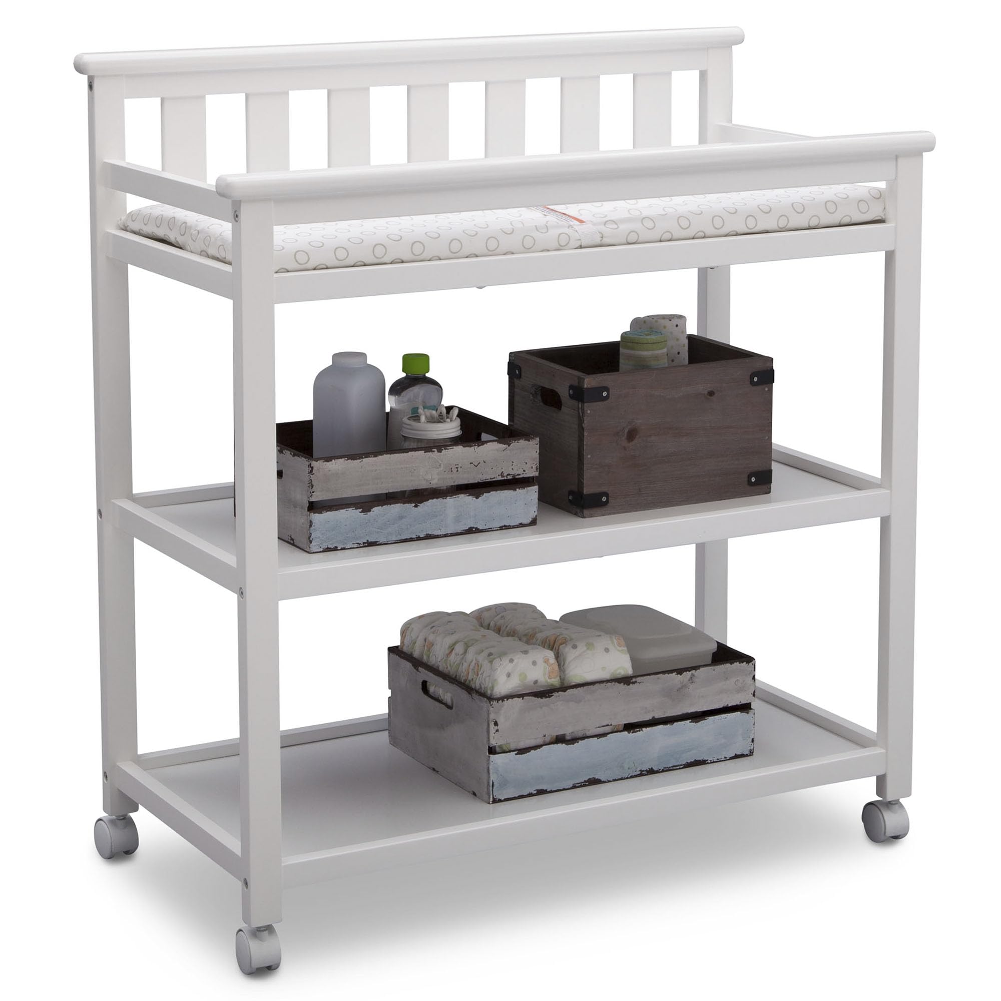 Flat Top Changing Table with Wheels and Changing Pad - Greenguard