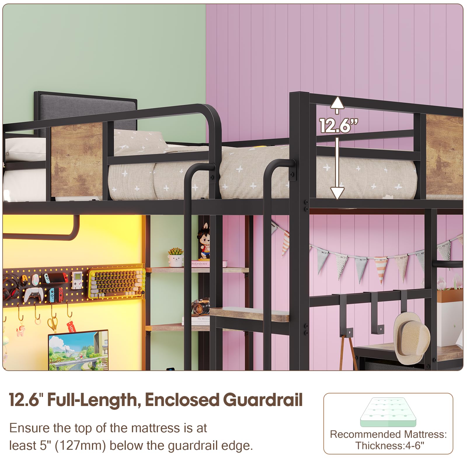 Twin Loft Bed with Desk and Storage