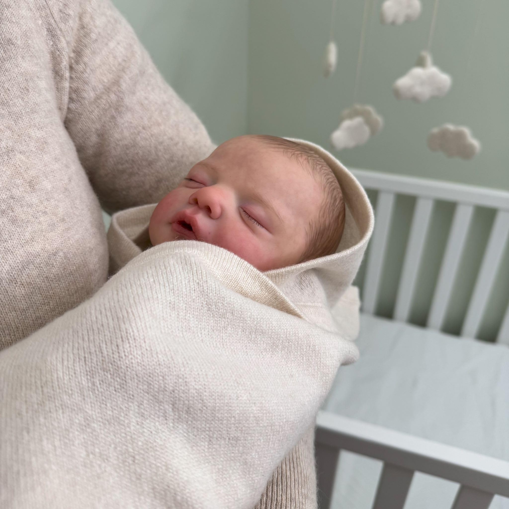 Cashmere Receiving Blanket with Hood in Natural - Unisex, 30” x 30”