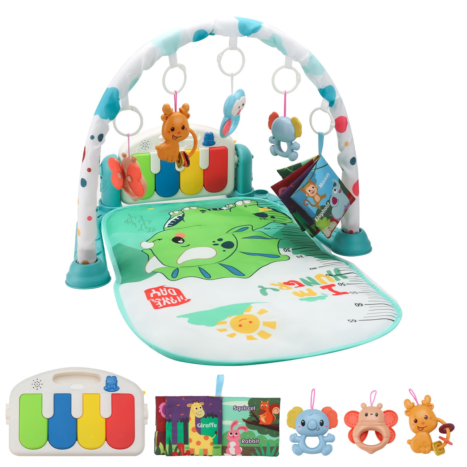 Baby Play Gym Mat, Play Activity Mat with Music and Lights, Piano Gym