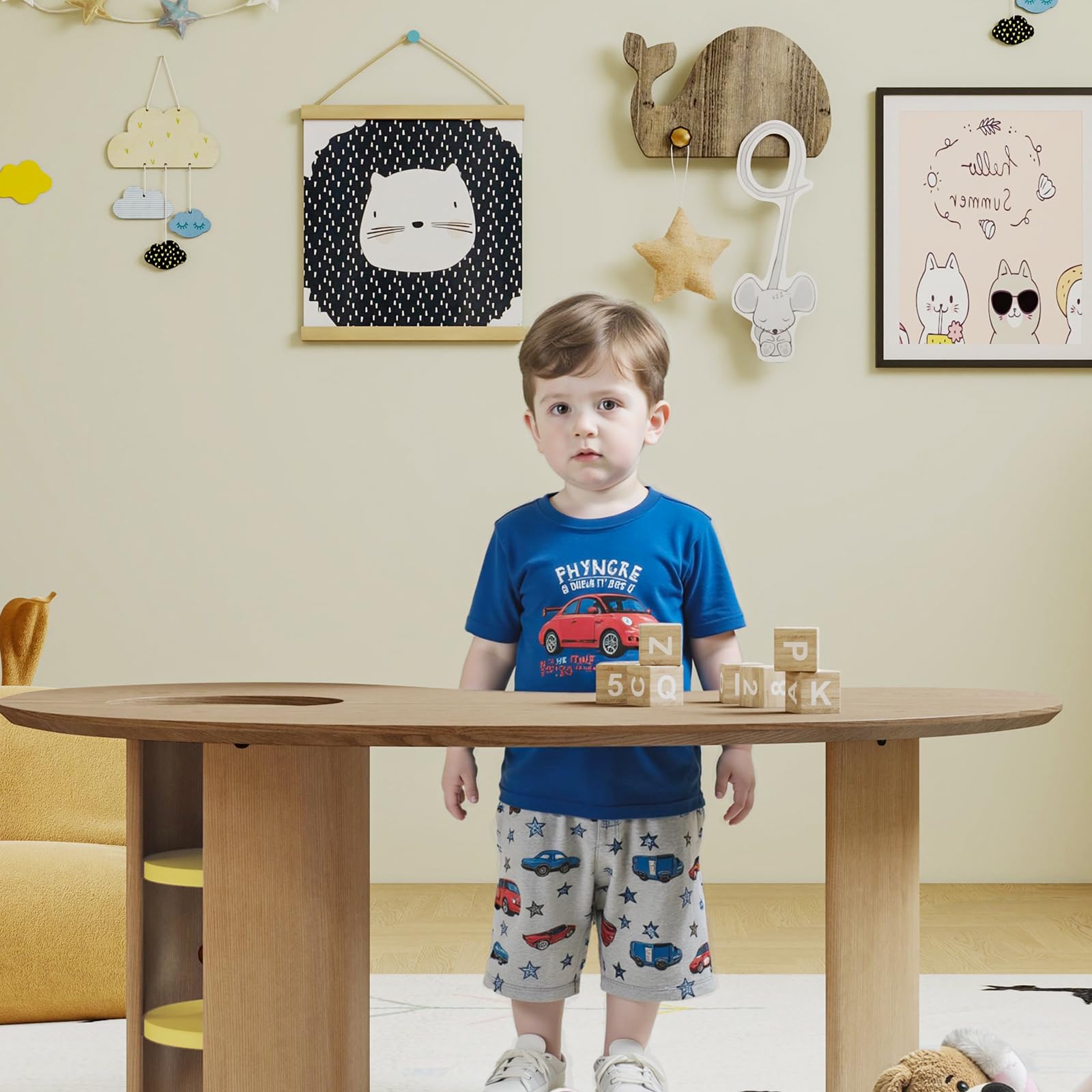 Kids Half Moon Activity Table with Storage