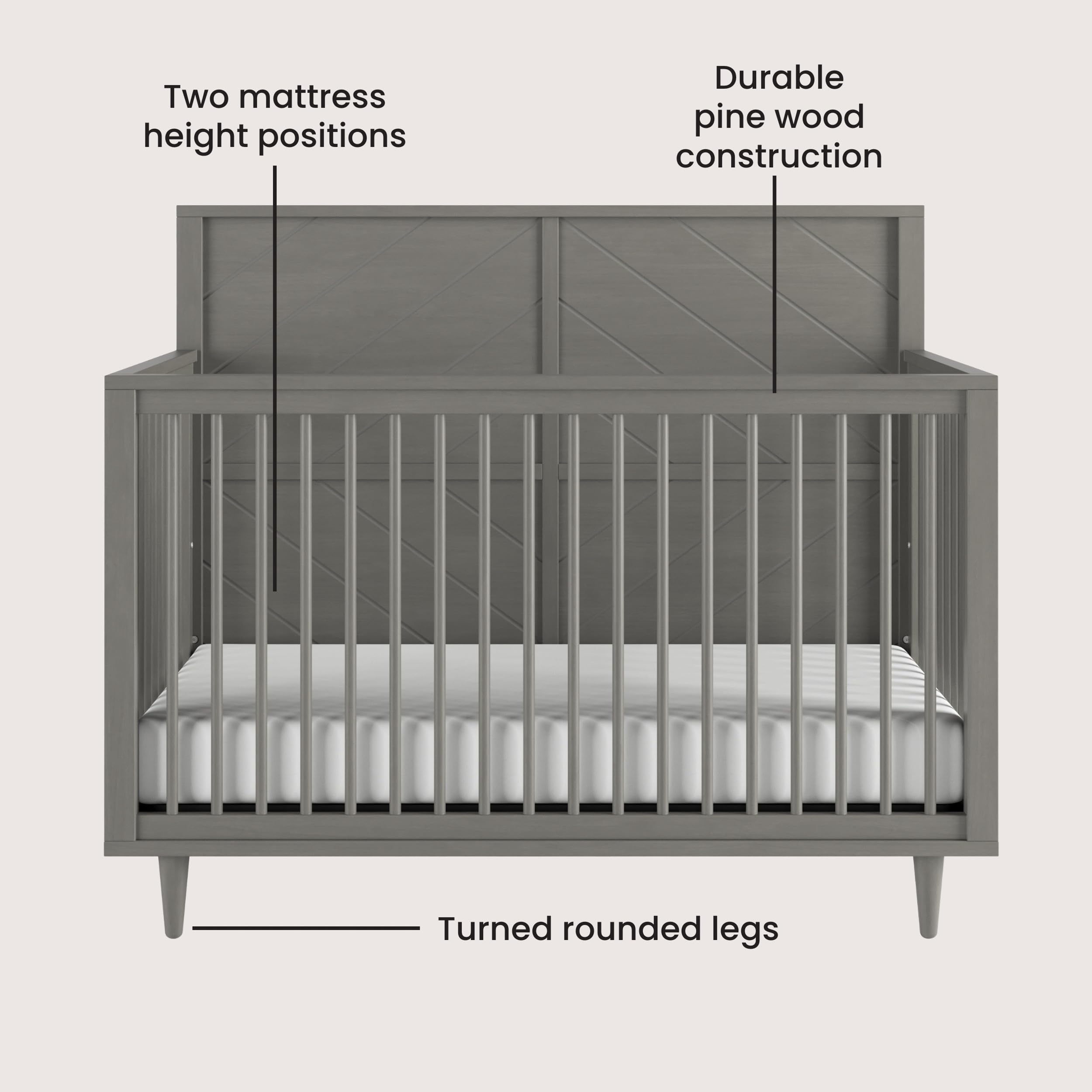 4-in-1 Convertible Crib and Dresser Nursery Set