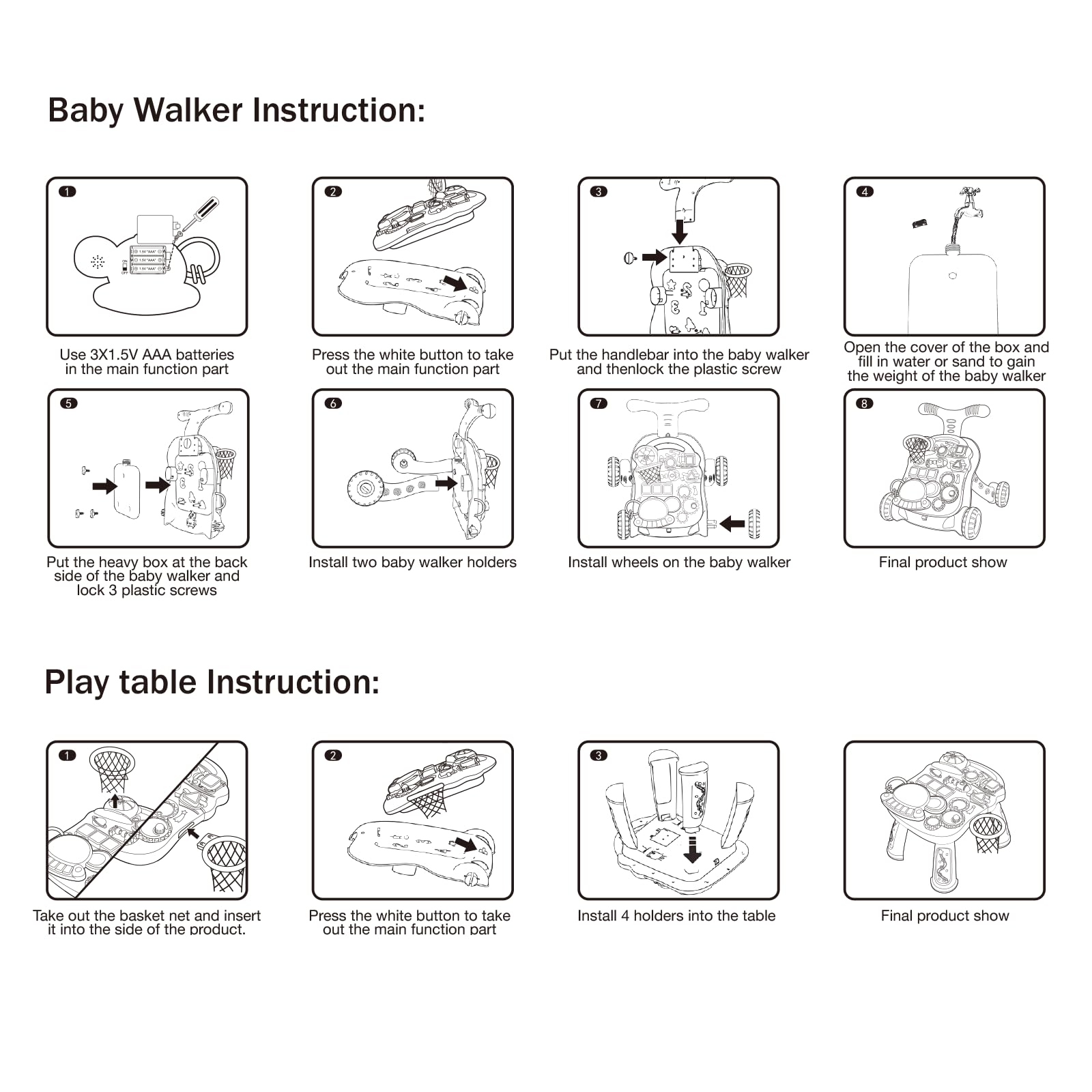 3-in-1 Baby Walker Activity Center with Music Panel